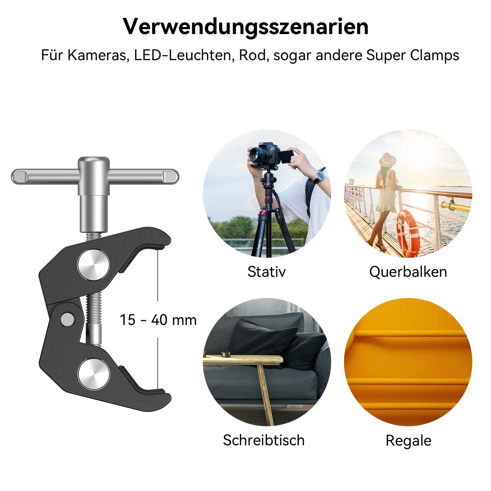 smallrig-735-super-clamp-stativklemme-aluminium-mit-1-4-und-3-8-gewinde image 2