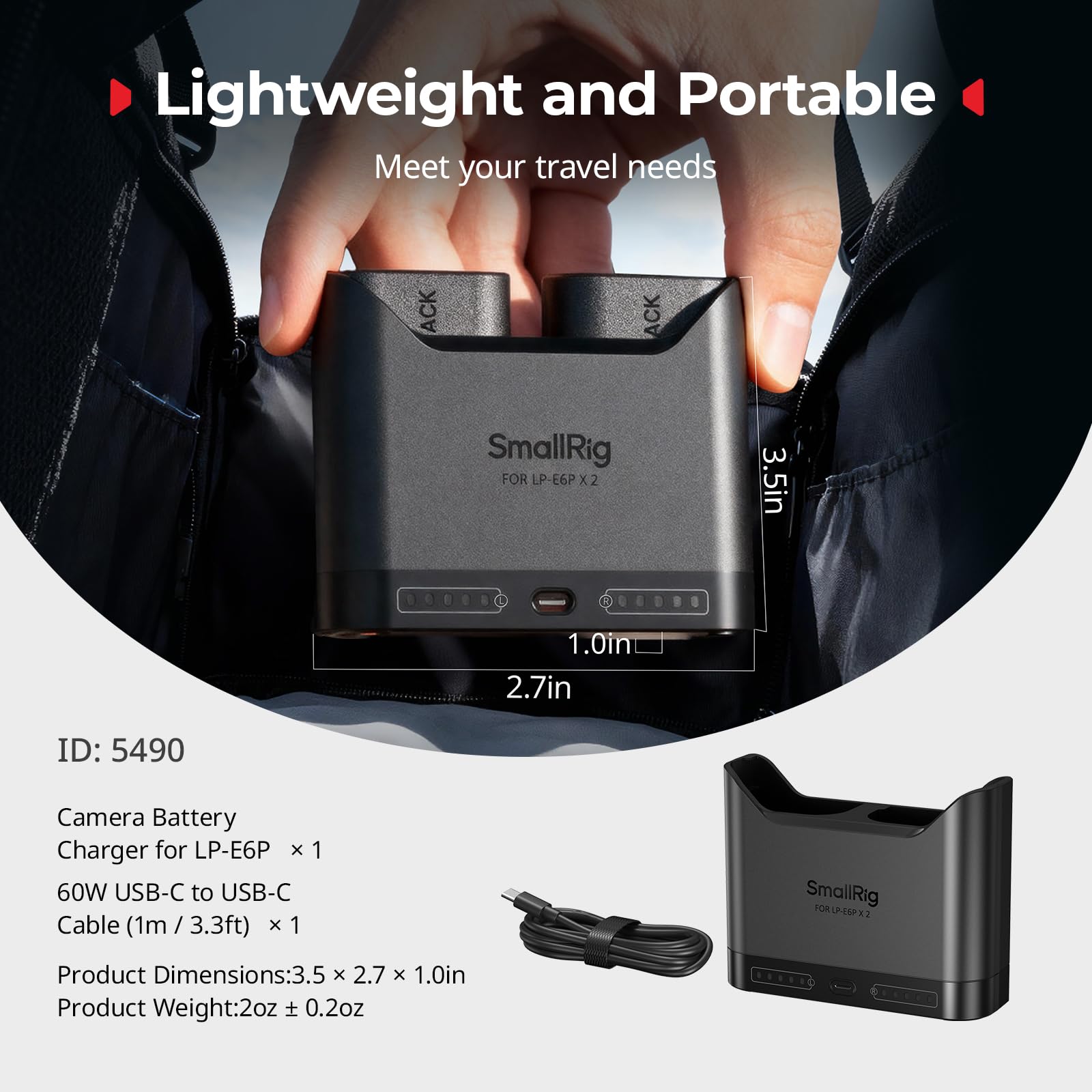 smallrig-akkuladeger-t-f-r-canon-lp-e6p-lp-e6nh-mit-22-5w-usb-c-dual-slot image 8