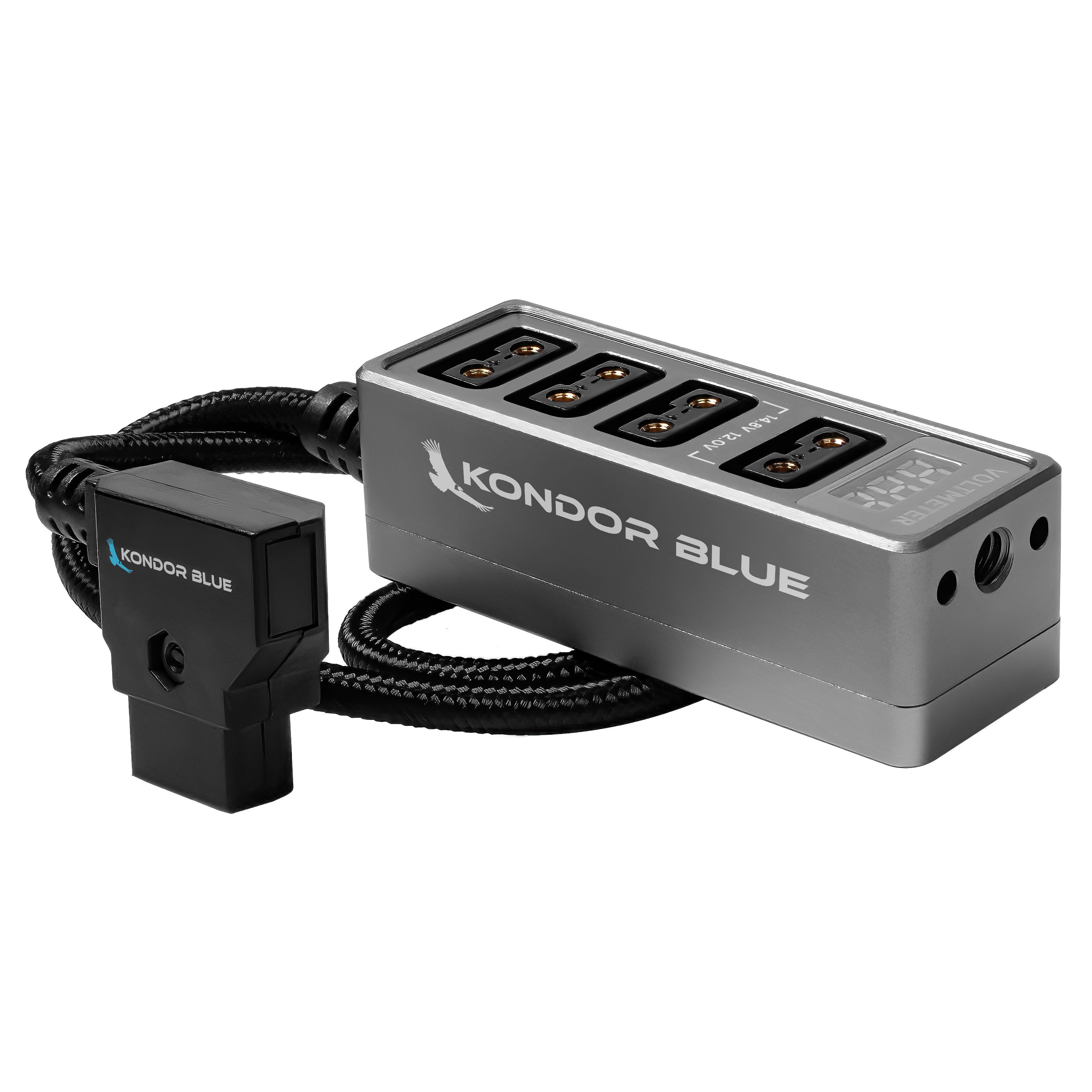kondor-blue-12v-d-tap-hub-voltmeter-4-fach-splitter-aus-metall image 3