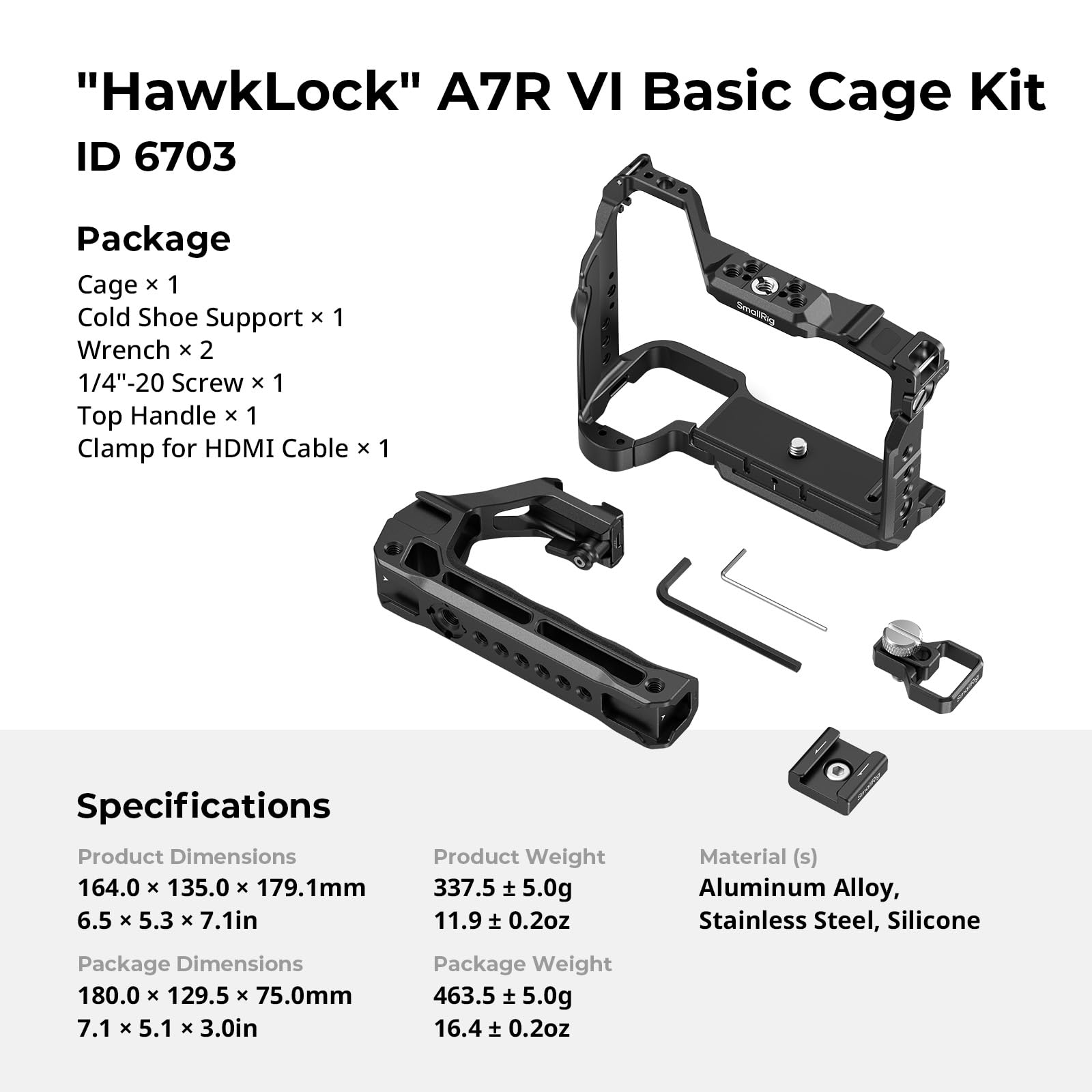 smallrig-hawklock-basic-cage-kit-6703-f-r-sony-alpha-7r-vi-mit-topgriff image 8