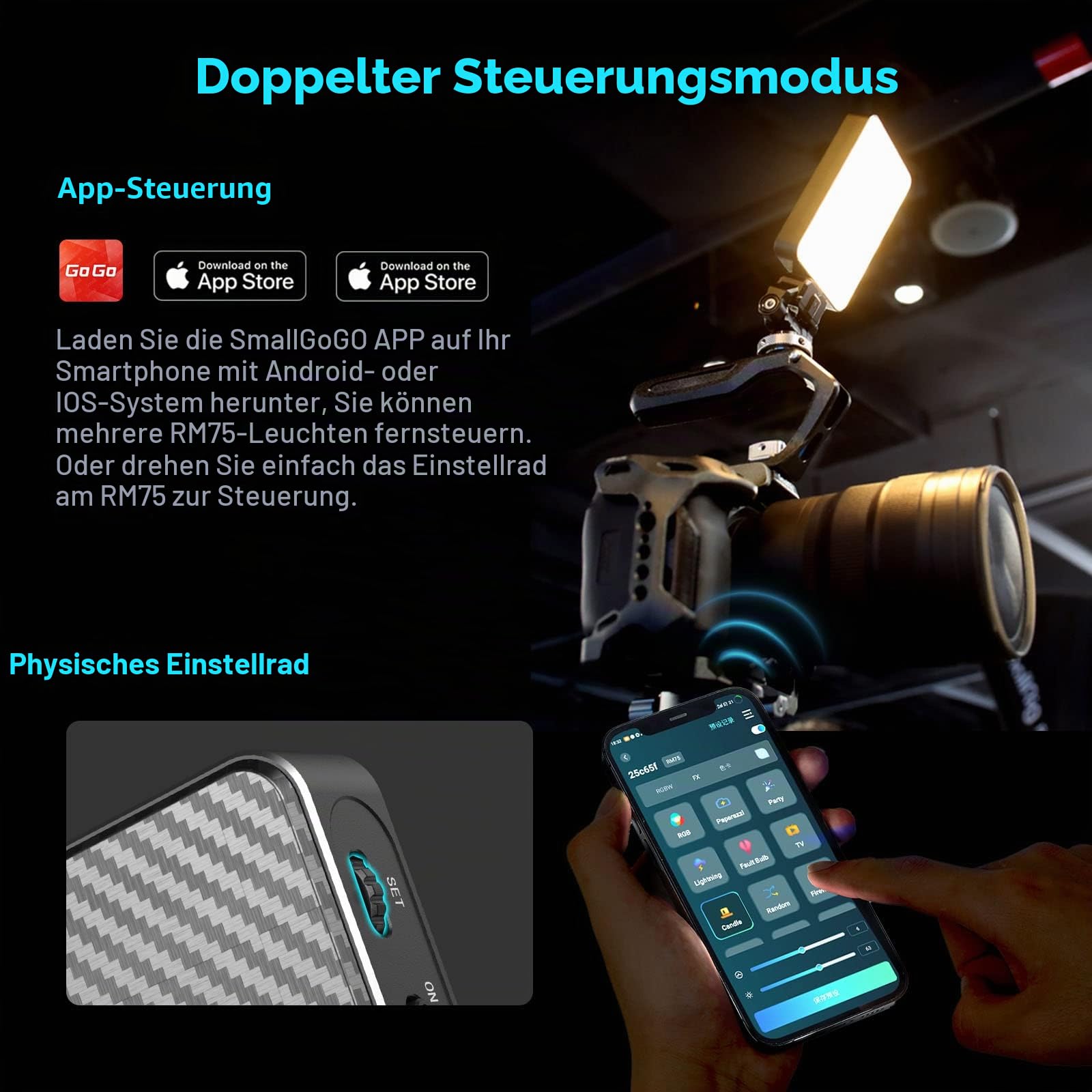 smallrig-rm75-rgb-videolicht-2500-8500k-mit-app-steuerung-und-akku image 6