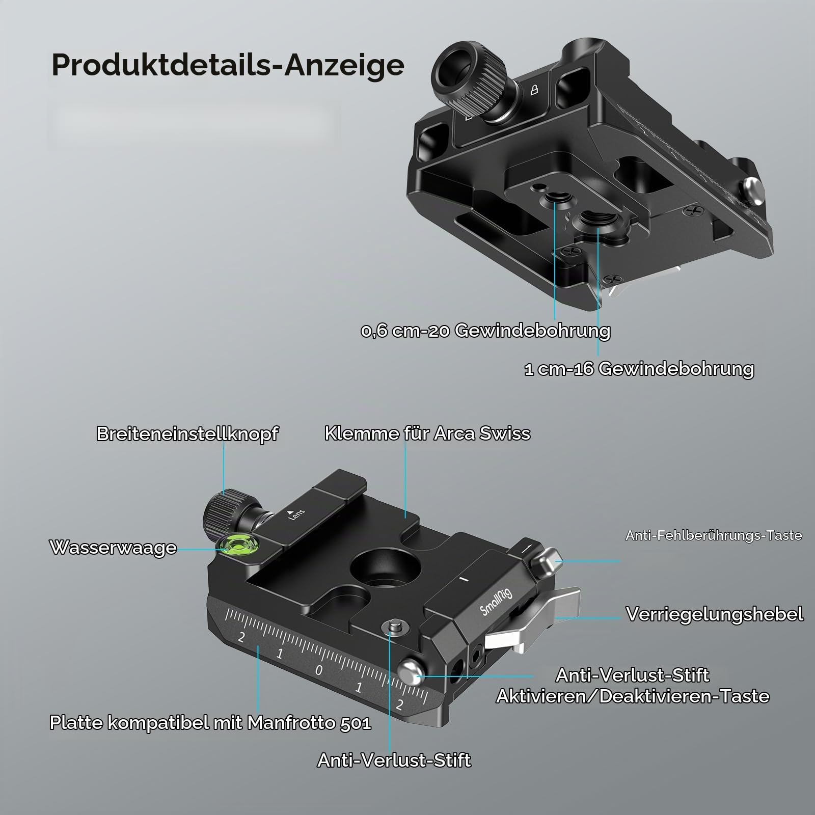 smallrig-4234-schnellwechselplatte-und-klemme-f-r-arca-swiss-manfrotto-501pl-mit image 2