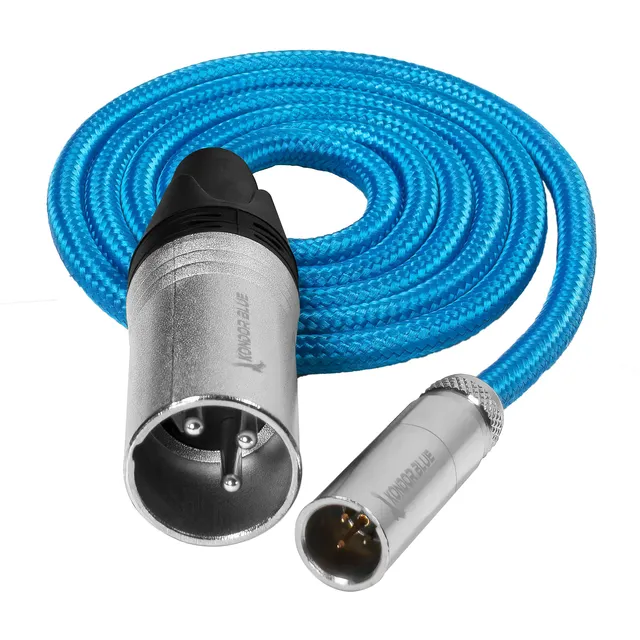 kondor-blue-mini-xlr-male-auf-xlr-male-3ft-blau-geflochten image 1