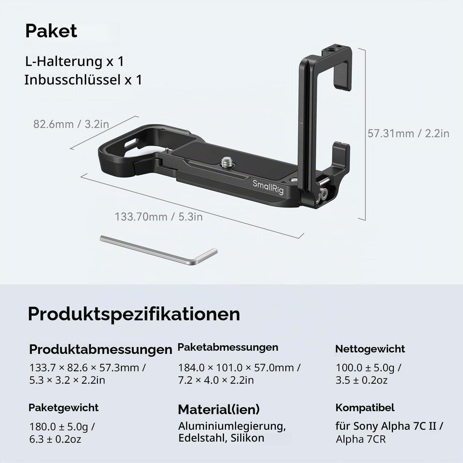 smallrig-4569-l-bracket-l-winkel-f-r-sony-alpha-7c-ii-7cr-mit-arca-platte image 7