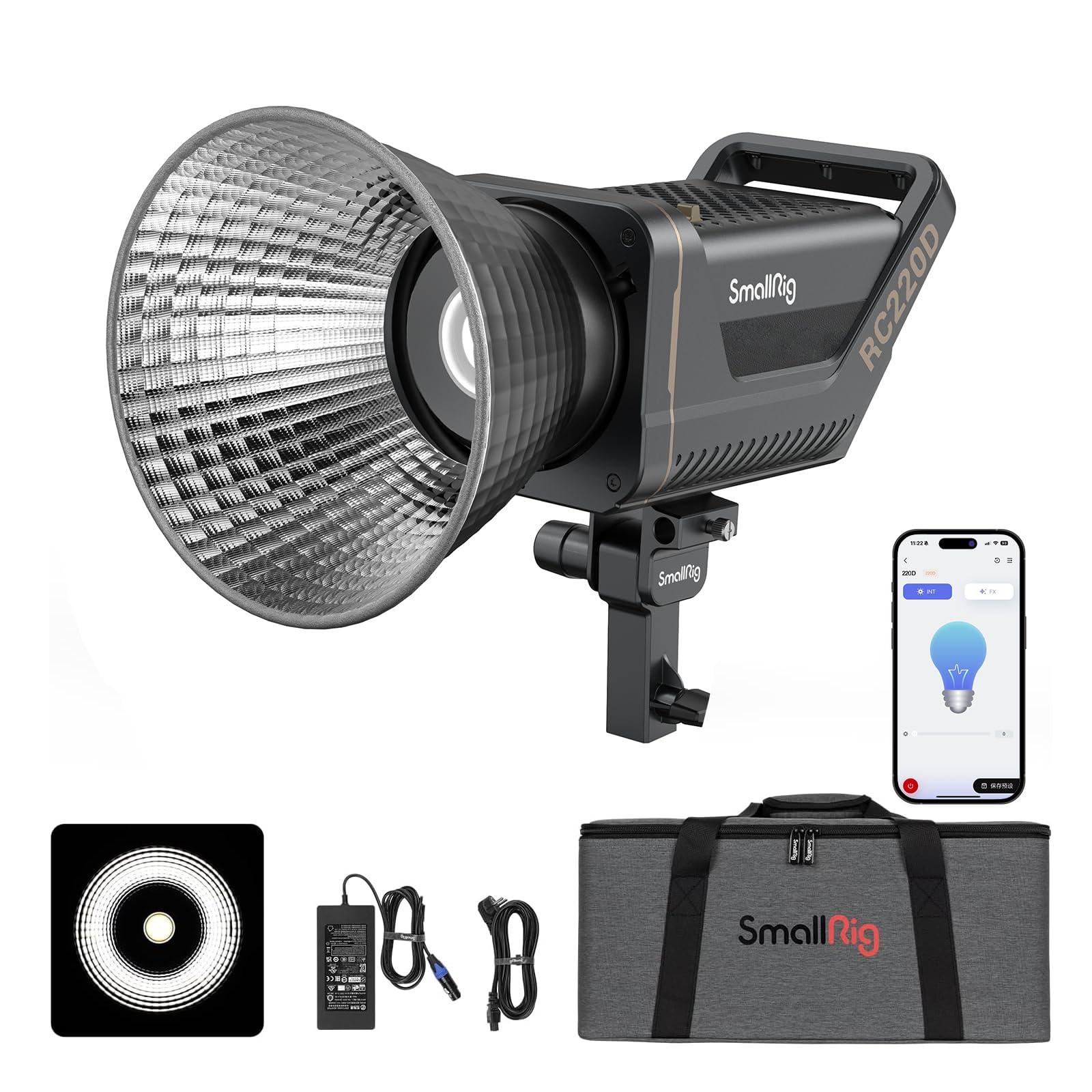 smallrig-rc-220d-3618-220w-cob-videoleuchte-2700k-6500k-bowens-mount image 1