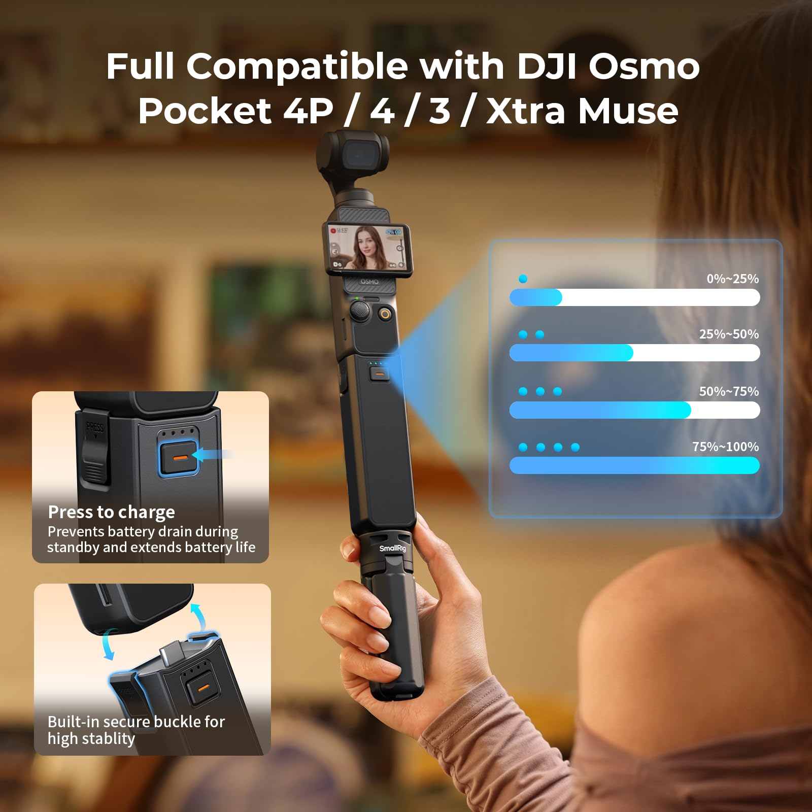 smallrig-5705-akkugriff-5000-mah-f-r-dji-osmo-pocket-4-pro-4-3-mit-1-4-gewinde image 2