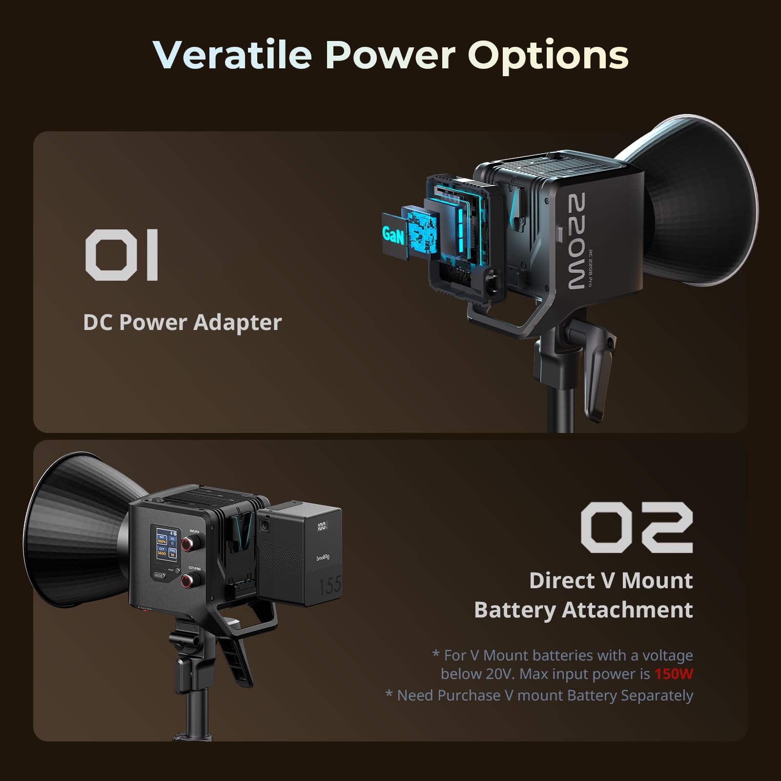 smallrig-rc220b-pro-220w-cob-videolicht-2700k-6500k-bi-color-dauerlicht image 3