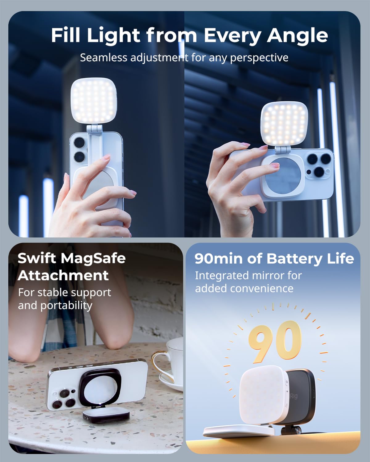 smallrig-4933-vibe-p48-led-video-selfie-licht-magnetisch-f-r-magsafe-mit-spiegel image 2