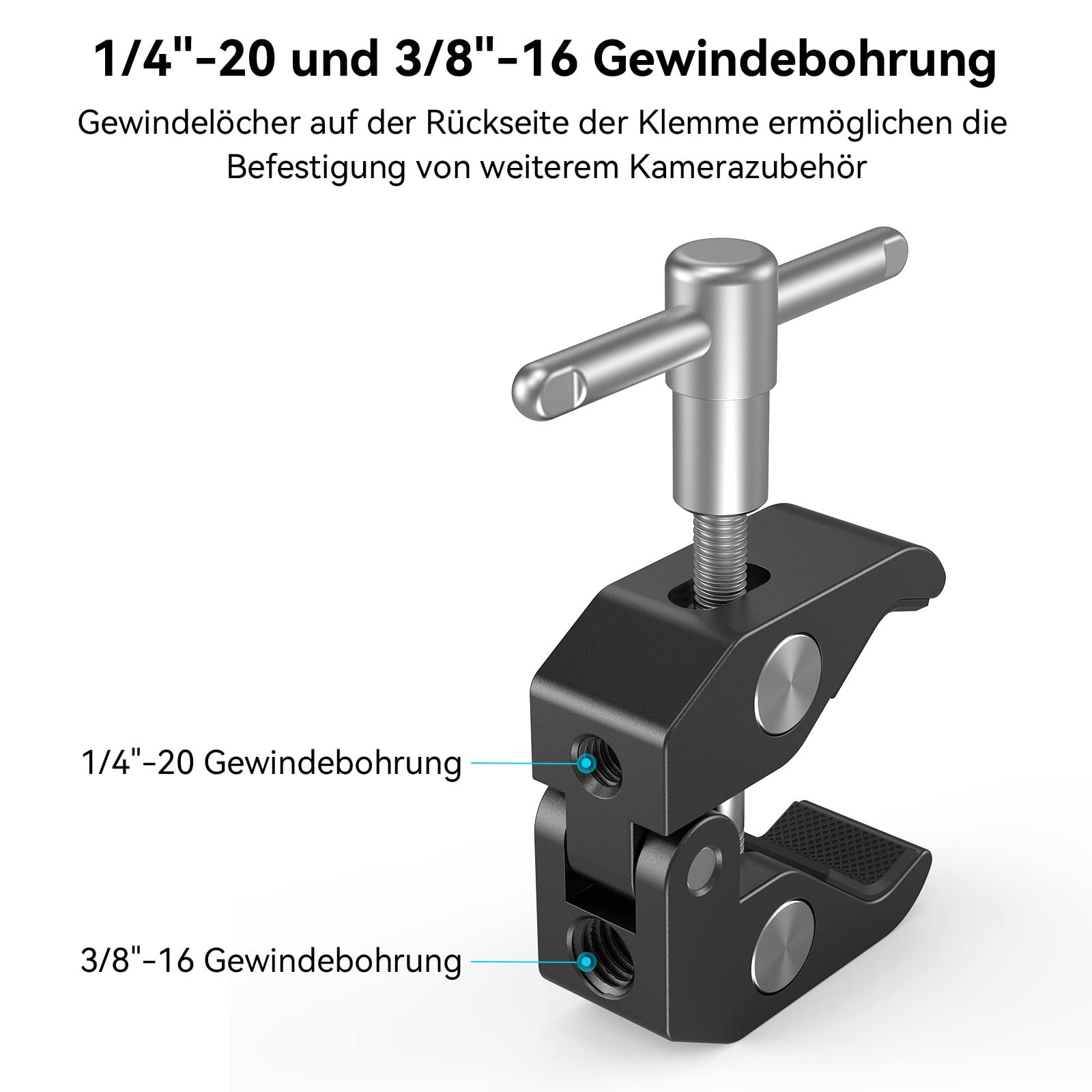 smallrig-735-super-clamp-stativklemme-aluminium-mit-1-4-und-3-8-gewinde image 4
