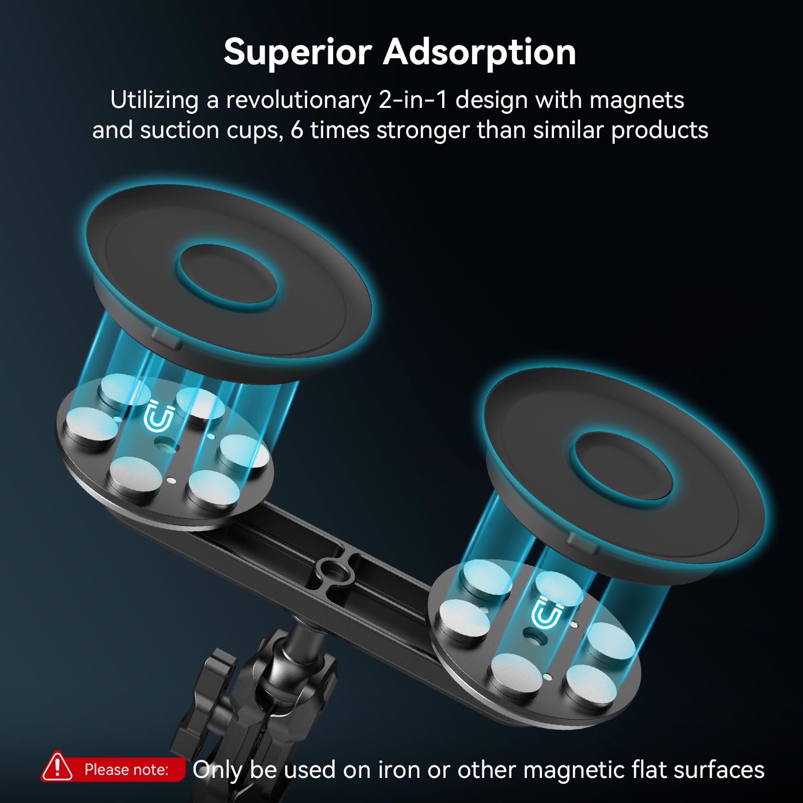 smallrig-4467-2-in-1-dual-magnet-saugnapfhalterung-f-r-action-kameras-mit-magic- image 2