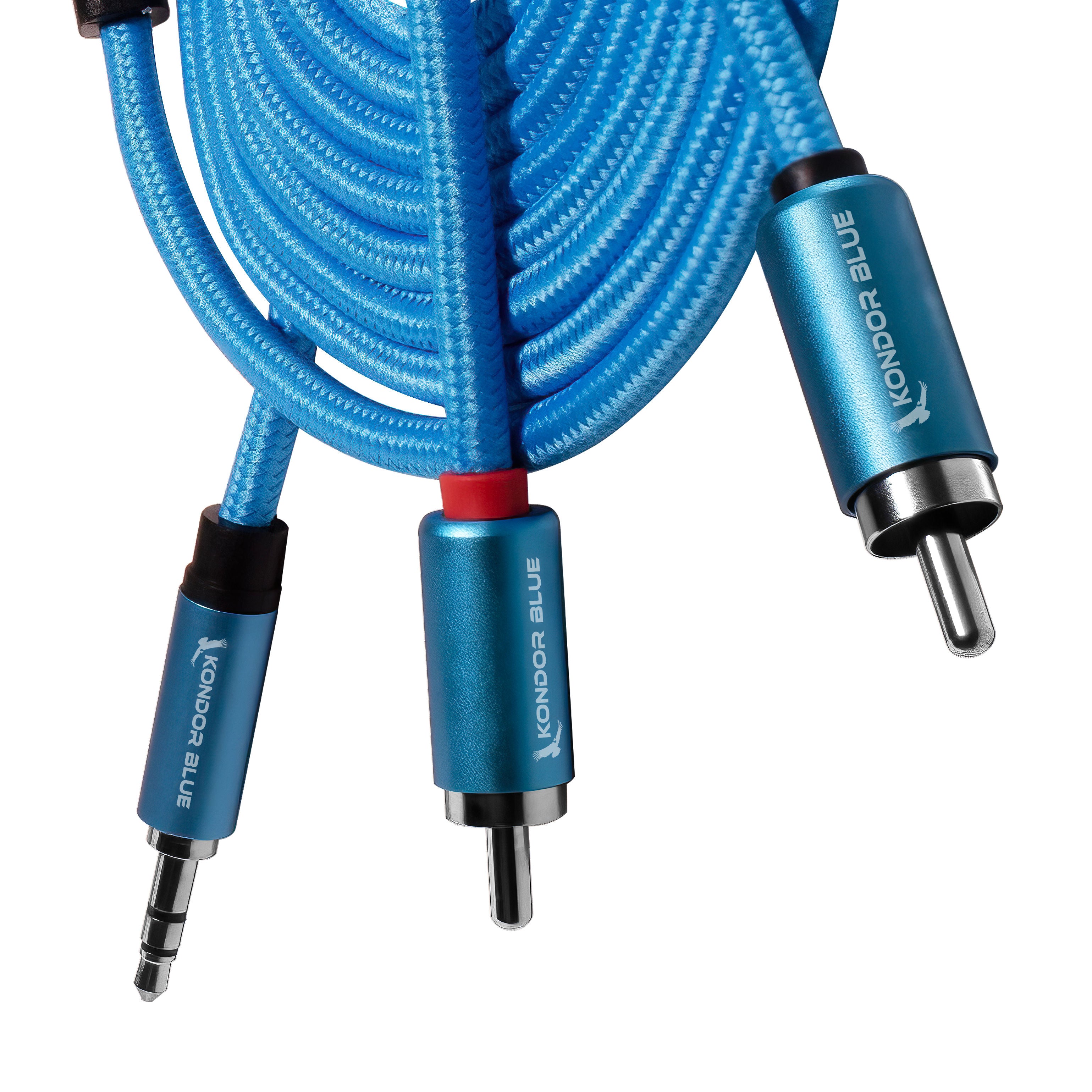 kondor-blue-6ft-3-5mm-trs-auf-dual-rca-audiokabel-nylon image 2