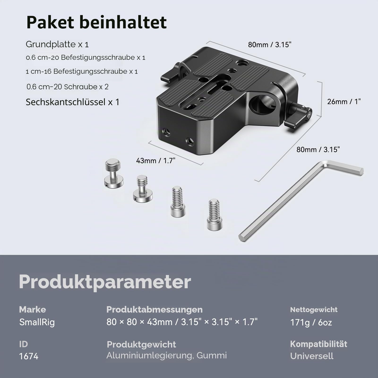 smallrig-1674-kamera-grundplatte-mit-15mm-rod-klemme image 7