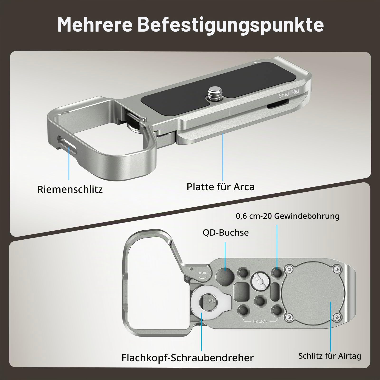smallrig-grundplatte-5482-f-r-sony-alpha-7c-ii-7cr-mit-airtag-slot-silber image 5