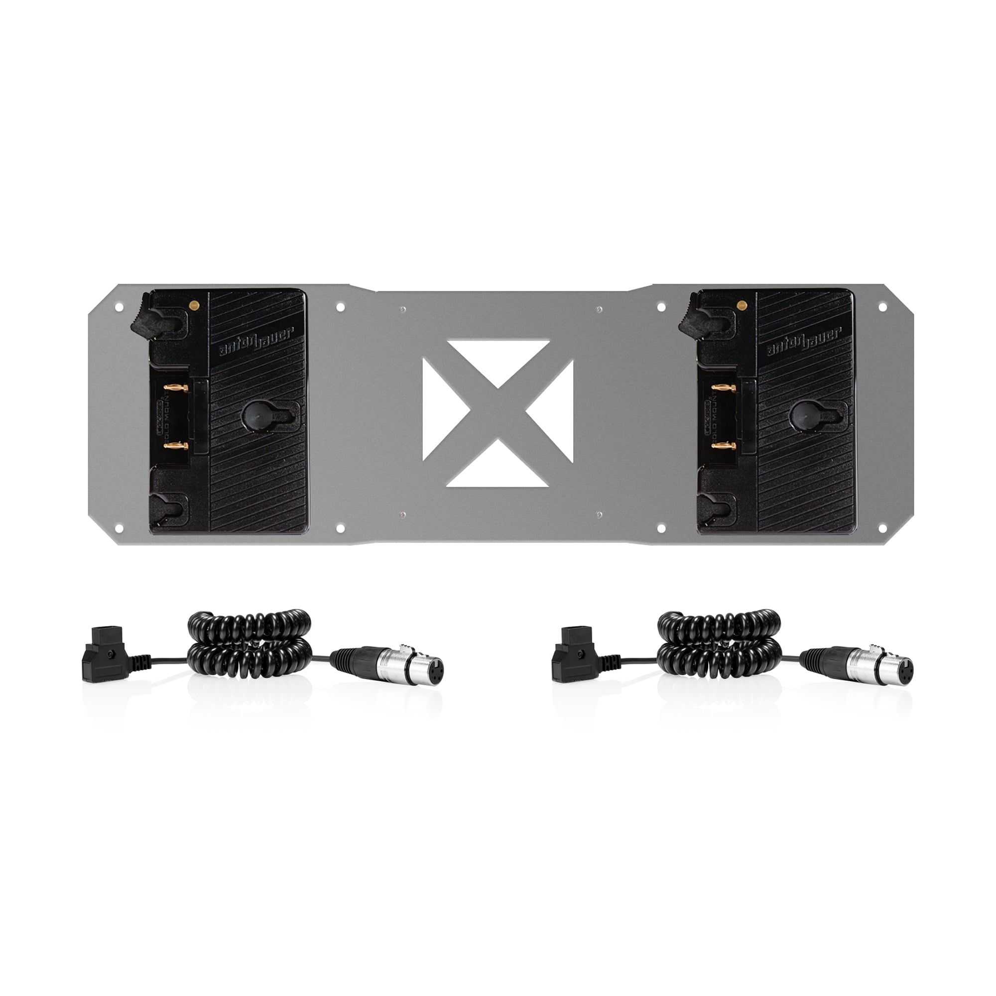 shape-2x-gold-mount-akku-platte-f-r-atomos-sumo-mit-2x-d-tap-auf-4-pin-xlr-kabel image 1