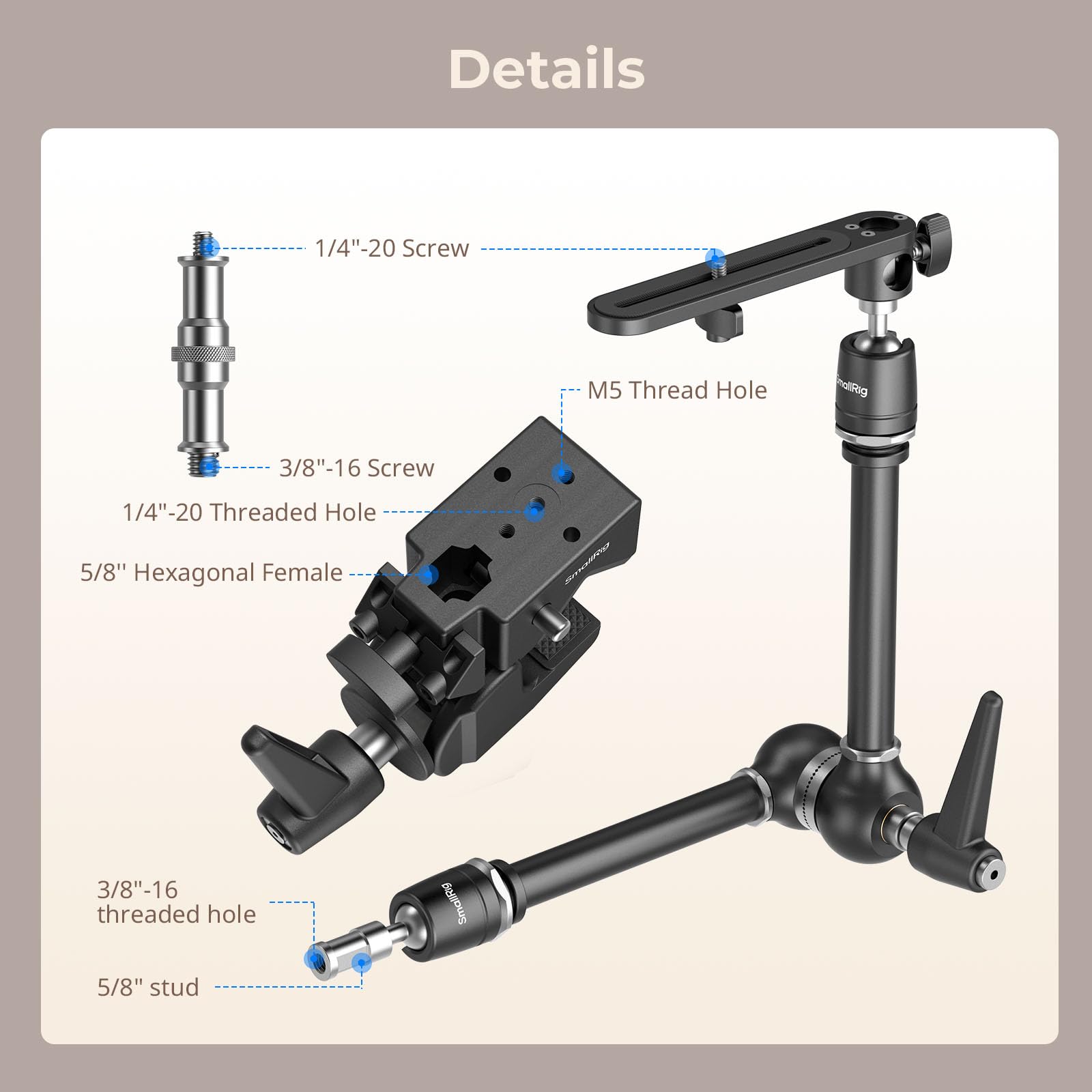 smallrig-4862-friction-magic-arm-set-mit-super-clamp-und-kameraplattform-524-mm image 4
