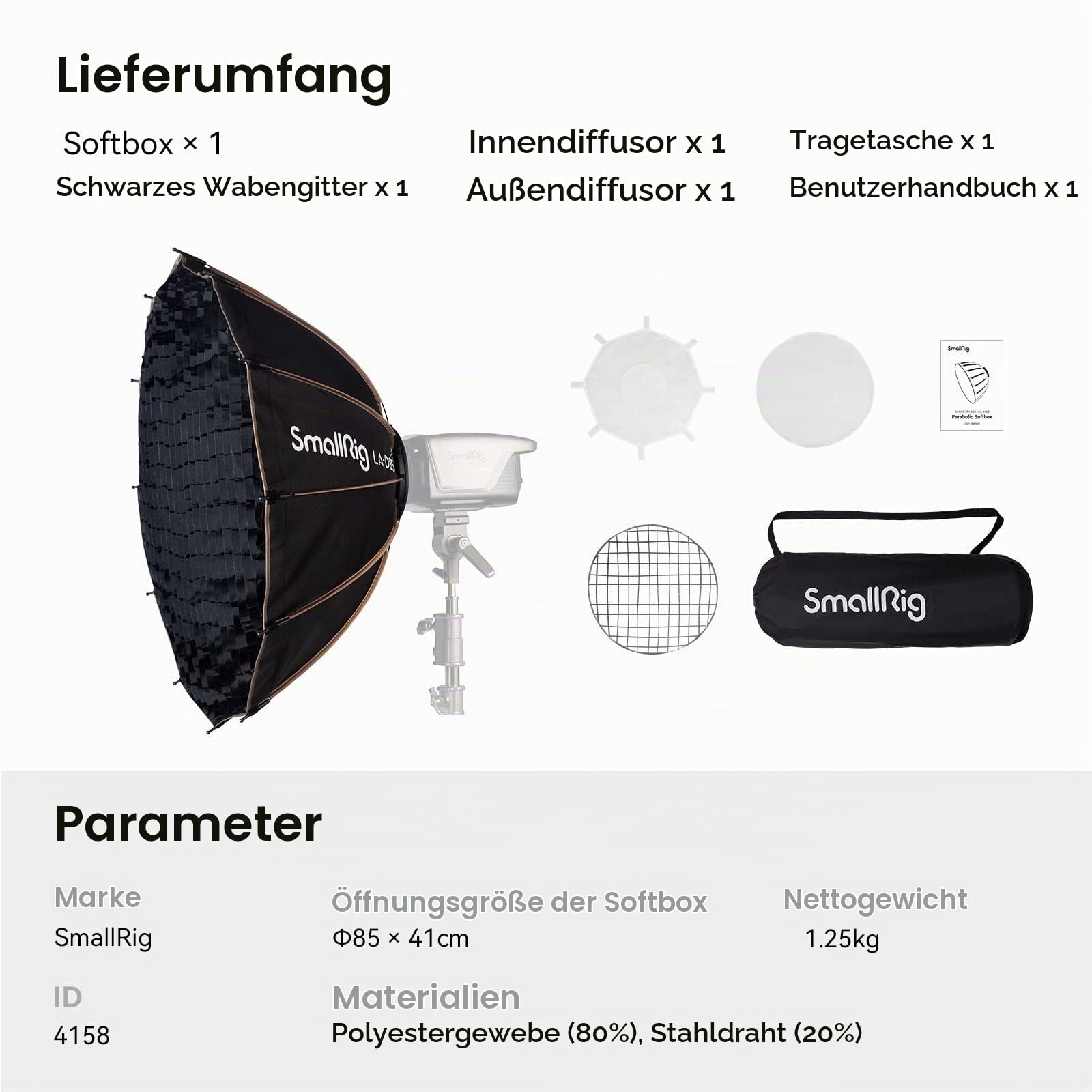 smallrig-parabolic-softbox-la-d85-85-cm-bowens-mount-softbox-4158 image 7