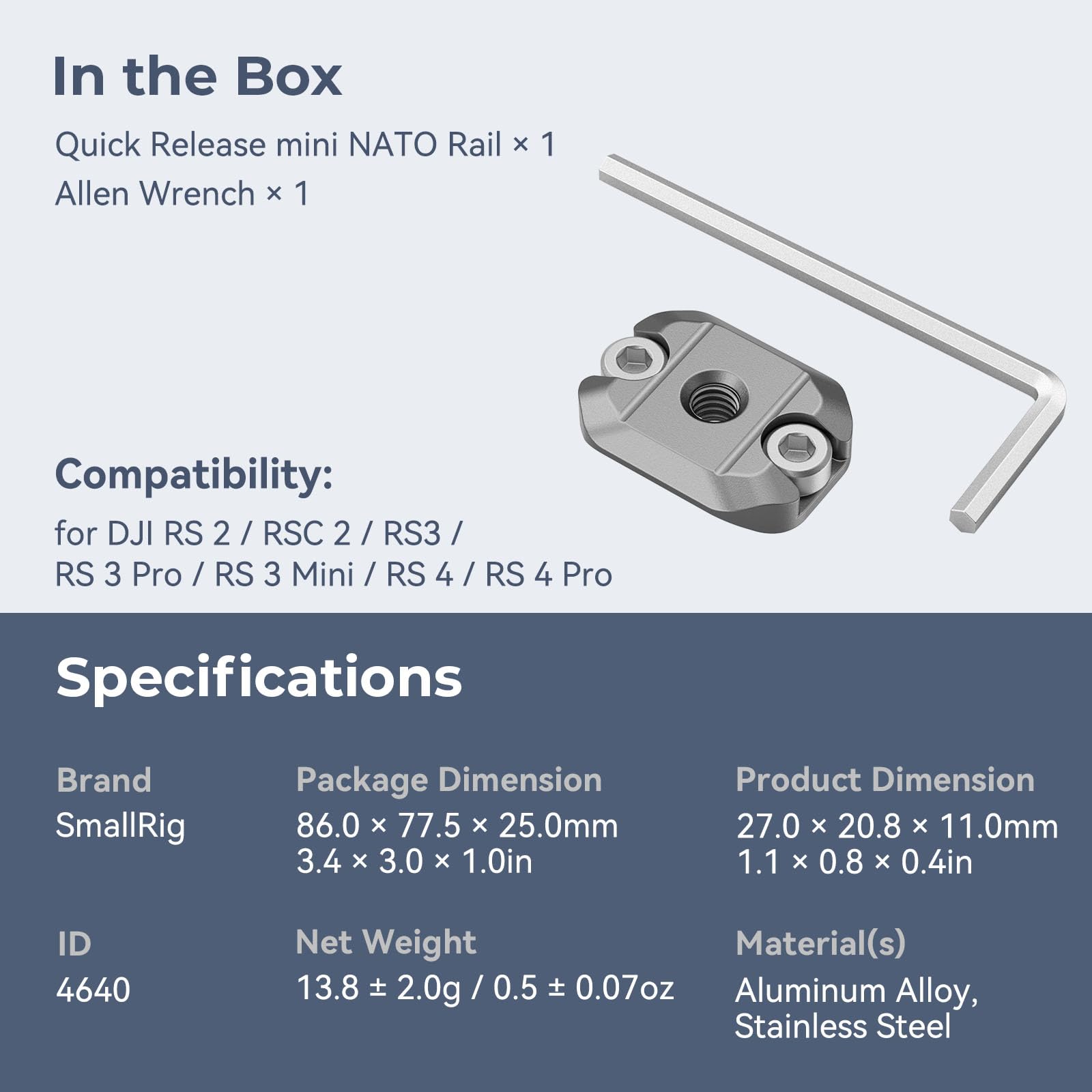 smallrig-hawklock-h21-4640-mini-nato-schiene-f-r-dji-rs-serie-2-st-ck image 7