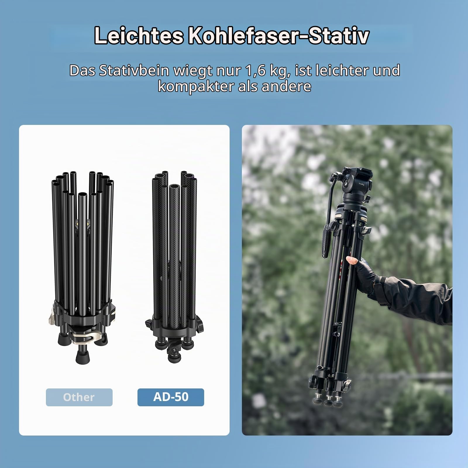 smallrig-ad-50-4685-videostativ-carbon-163-cm-mit-fluidkopf image 3