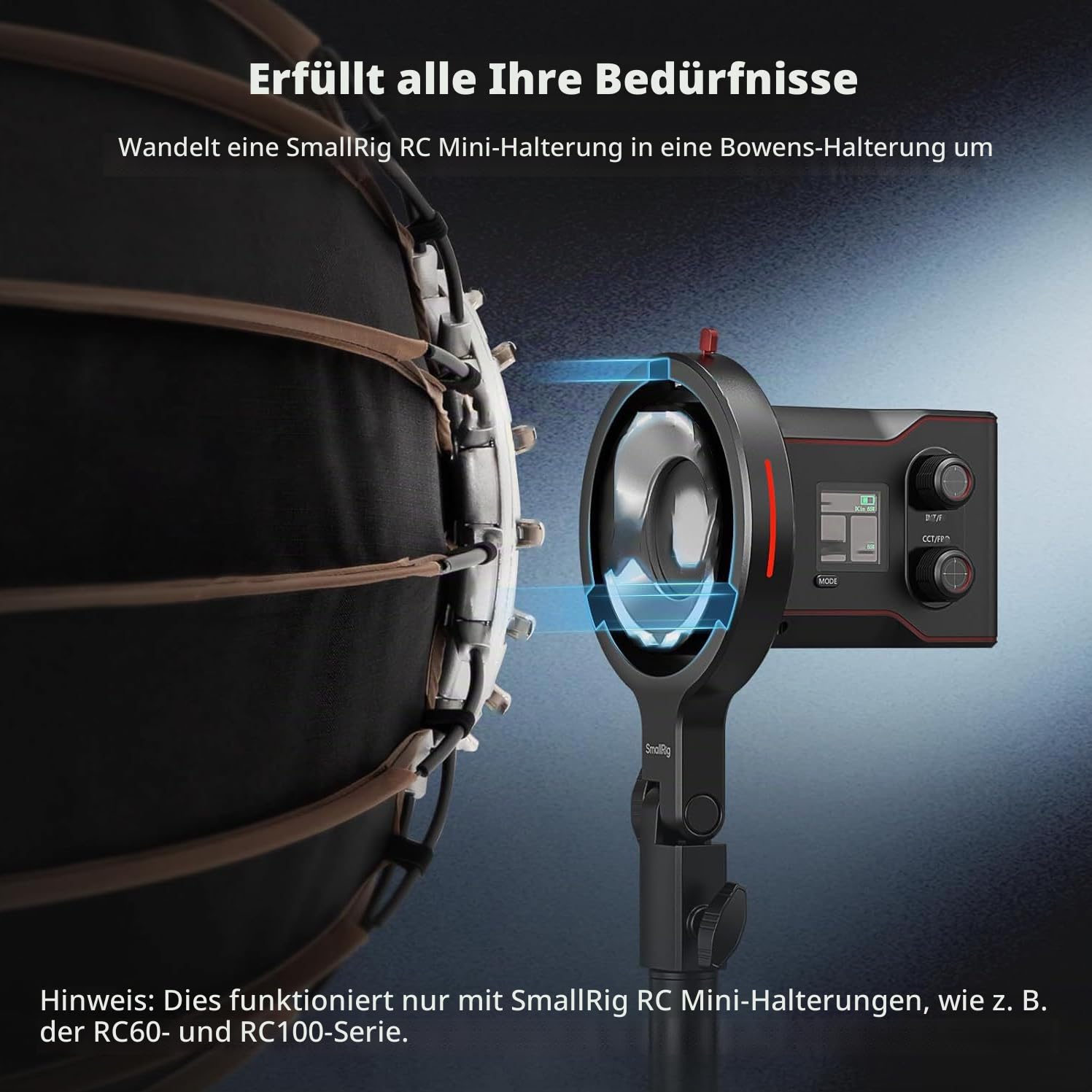 smallrig-bowens-mount-softbox-speed-ring-adapter-4476-f-r-rc-60b-max-1-5-kg image 2