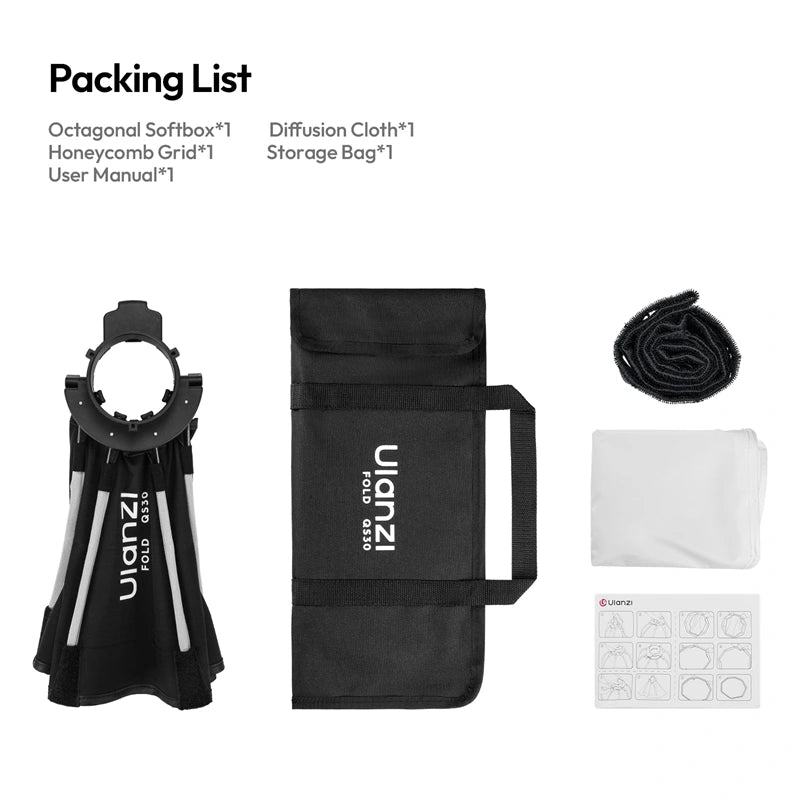 ulanzi-qs30-oktagonale-softbox-30-cm-mini-bowens-mit-wabe image 7
