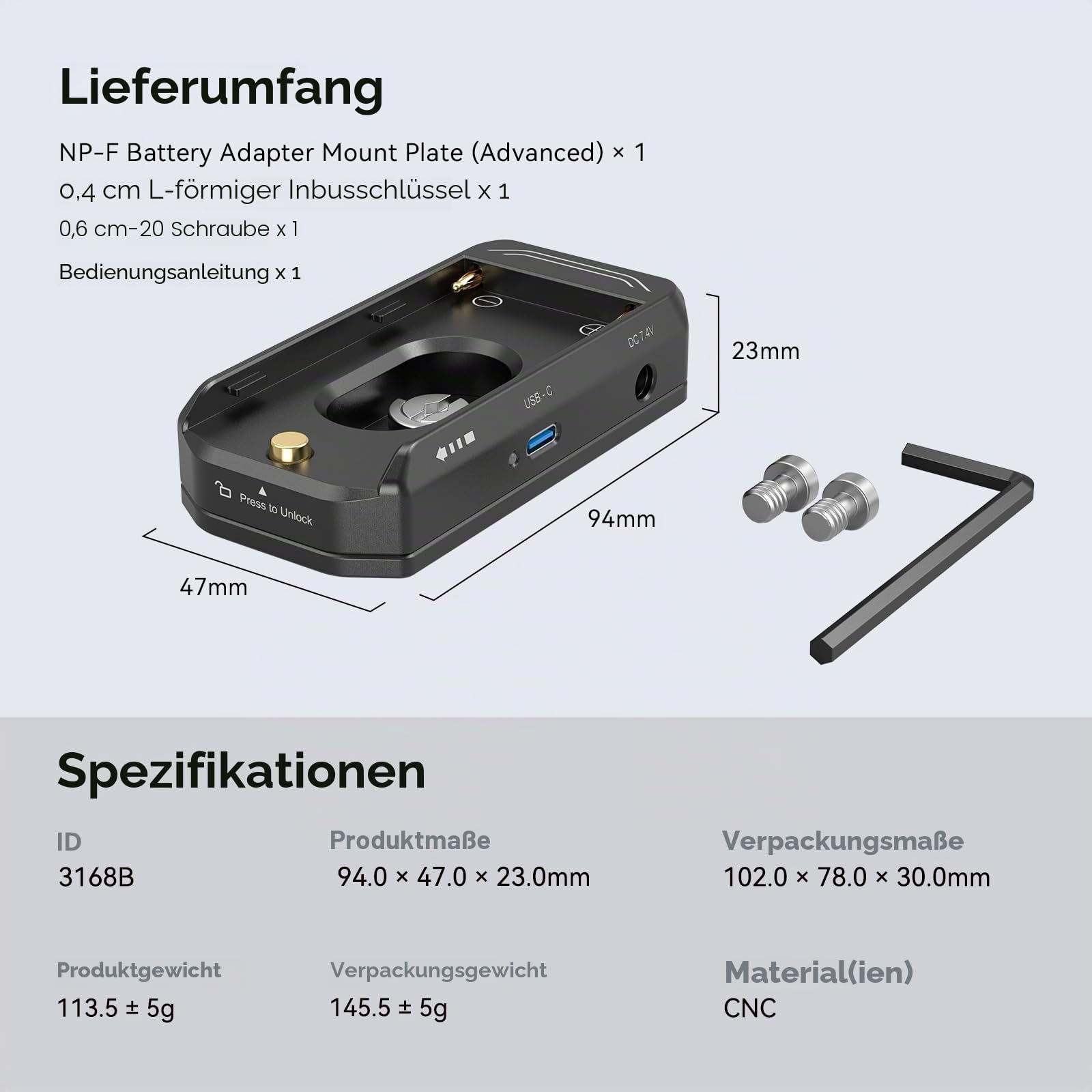 smallrig-3168b-np-f-akku-adapterplatte-advanced-mit-dc-usb-c-36w-f-r-sony-bmpcc- image 8