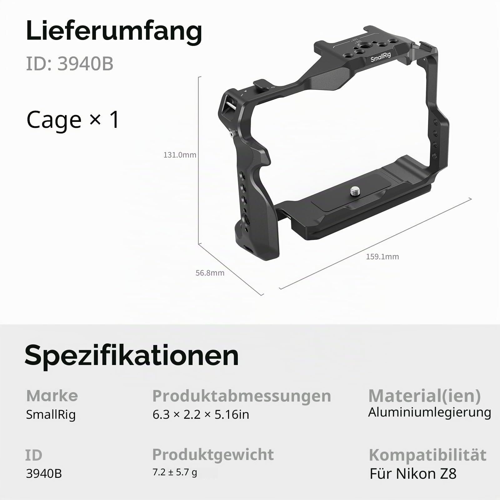 smallrig-3940-kamera-cage-vollk-fig-f-r-nikon-z-8-mit-arca-swiss-schnellwechselp image 7