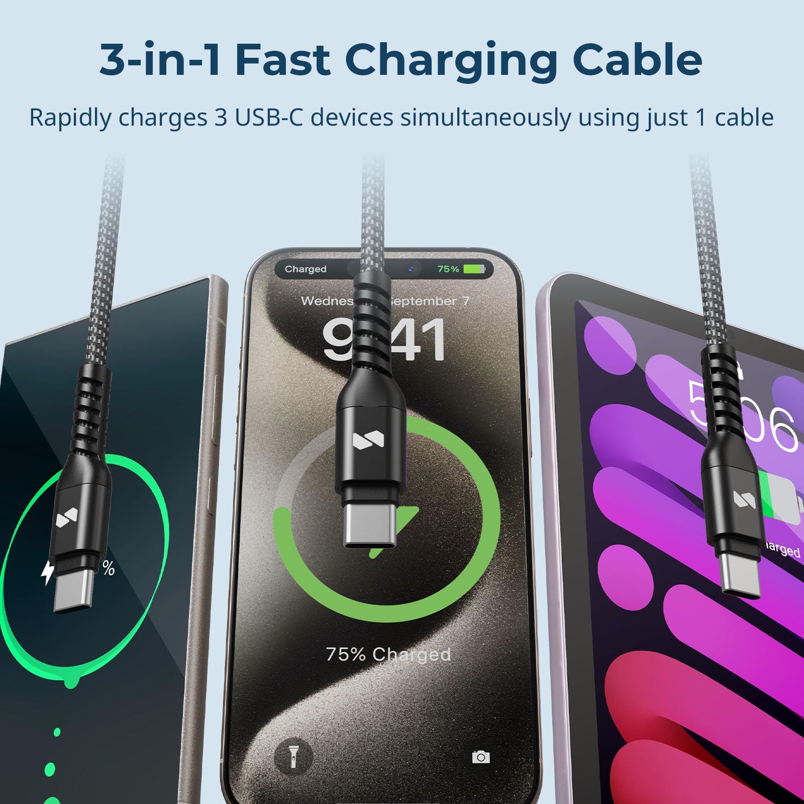 smallrig-5079-3-in-1-usb-c-ladekabel-100w-4-fu-mit-3x-typ-c image 2