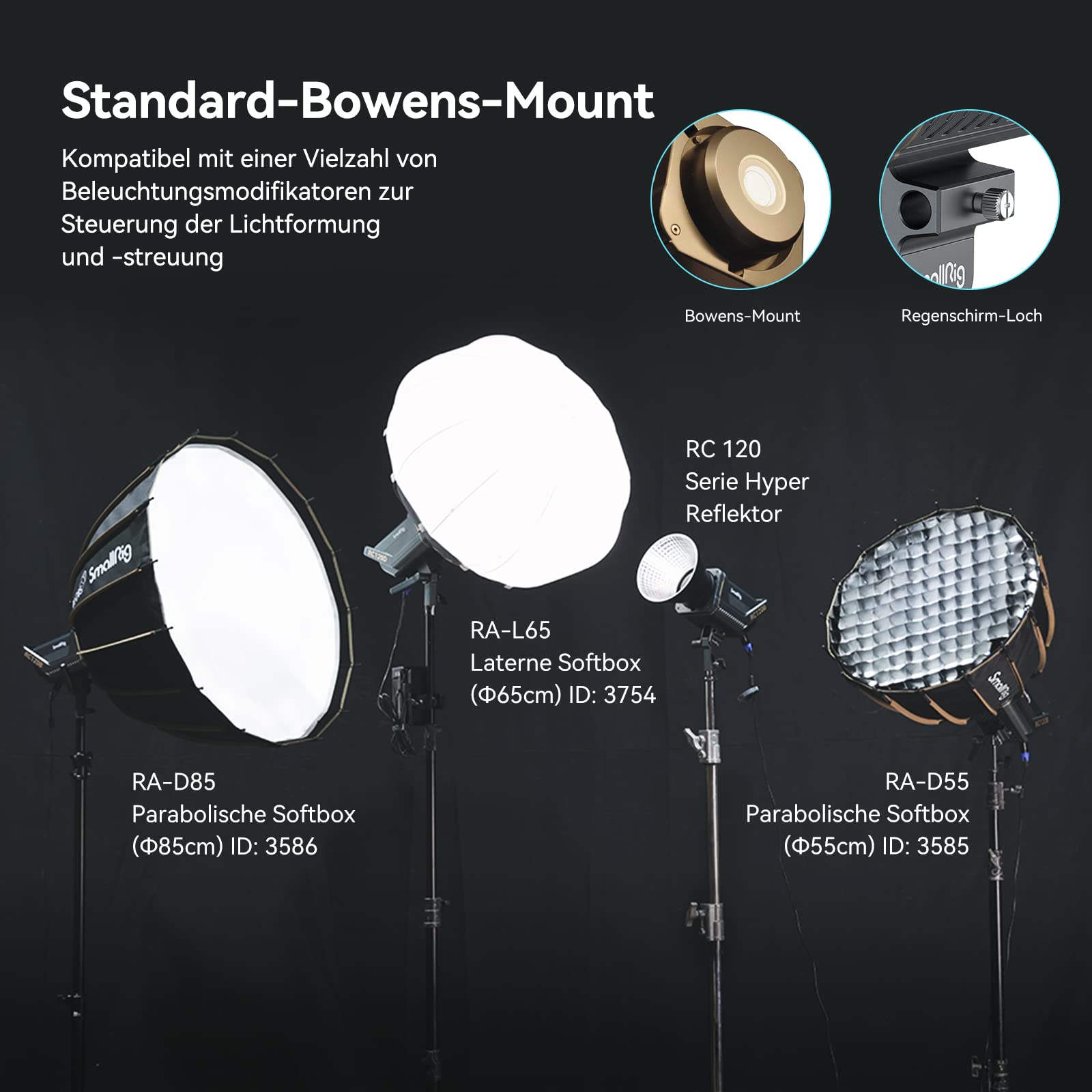 smallrig-rc-120b-3615-cob-video-light-bi-color-2700k-6500k-120w-mit-bowens-mount image 5