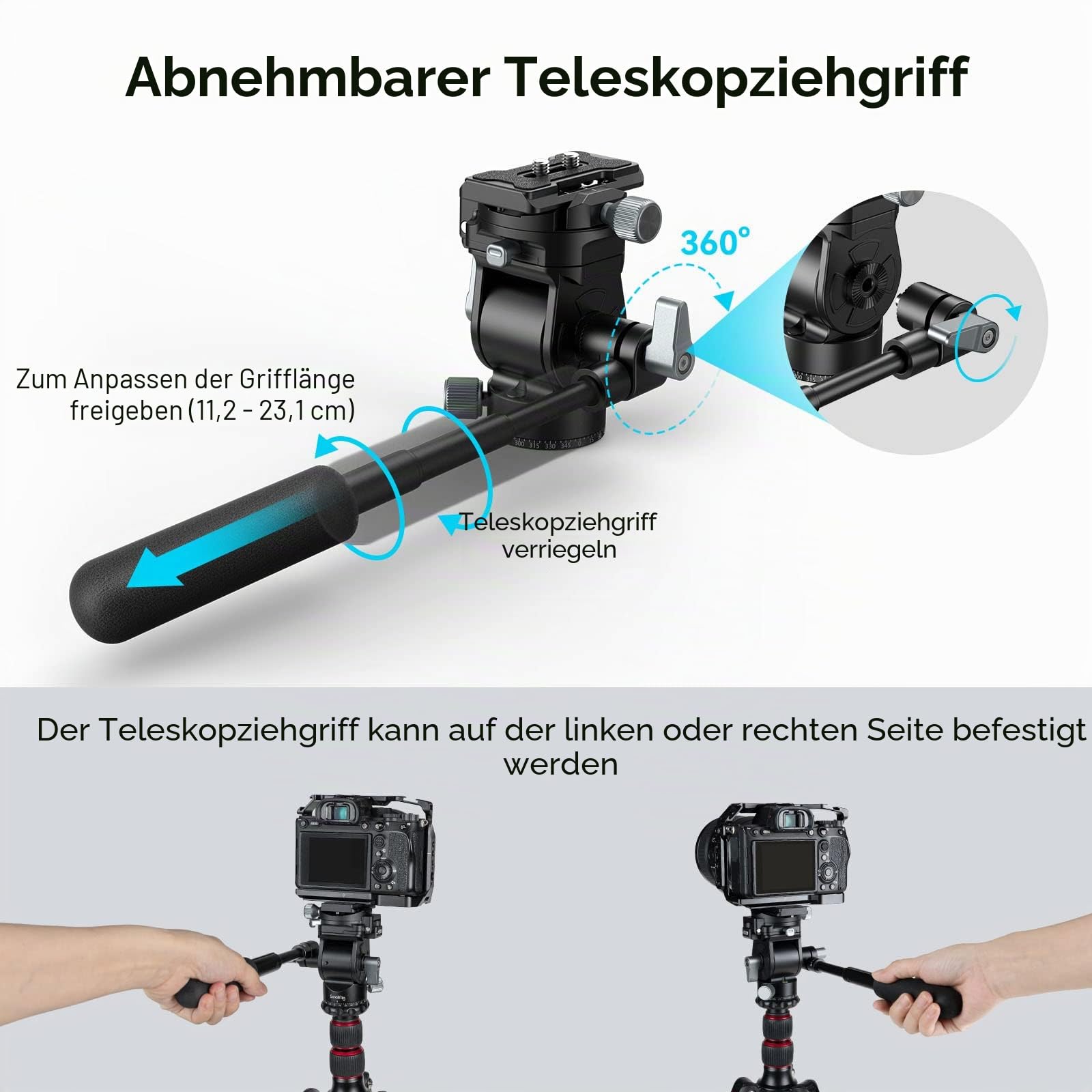 smallrig-4104-video-fluidkopf-stativkopf-5kg-mit-teleskopgriff-arca image 7