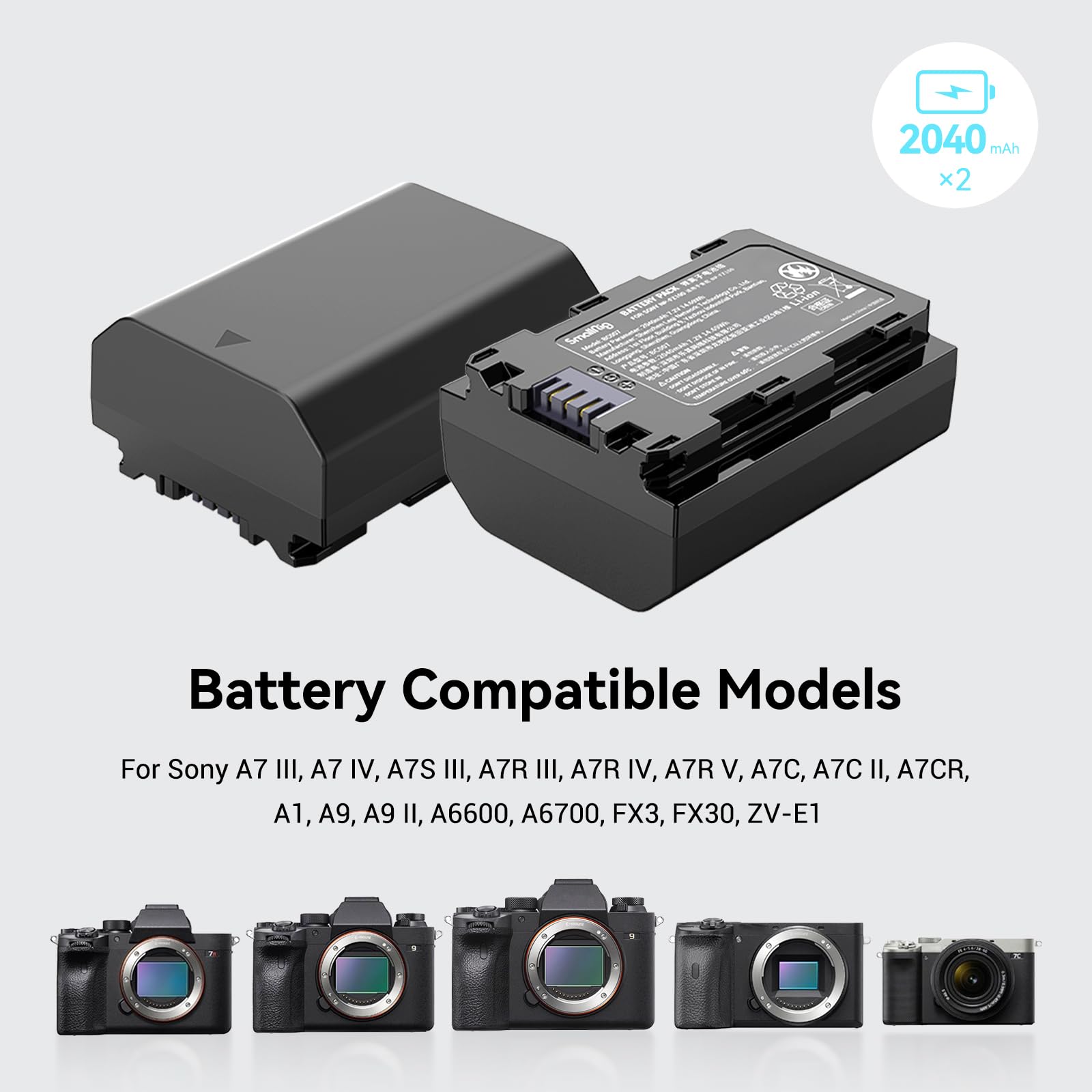 smallrig-np-fz100-akku-set-2x-2040mah-lcd-dual-ladeger-t-f-r-sony-3824b image 2