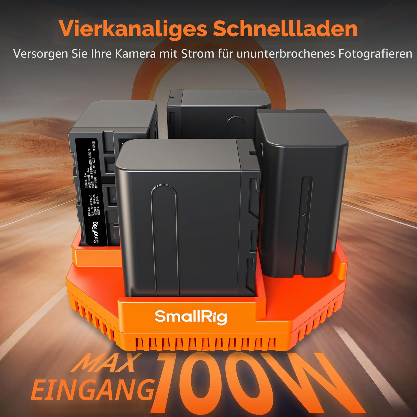 smallrig-4834-4-kanal-pd-100w-ladeger-t-mit-4x-np-f970-7800mah-akku image 2