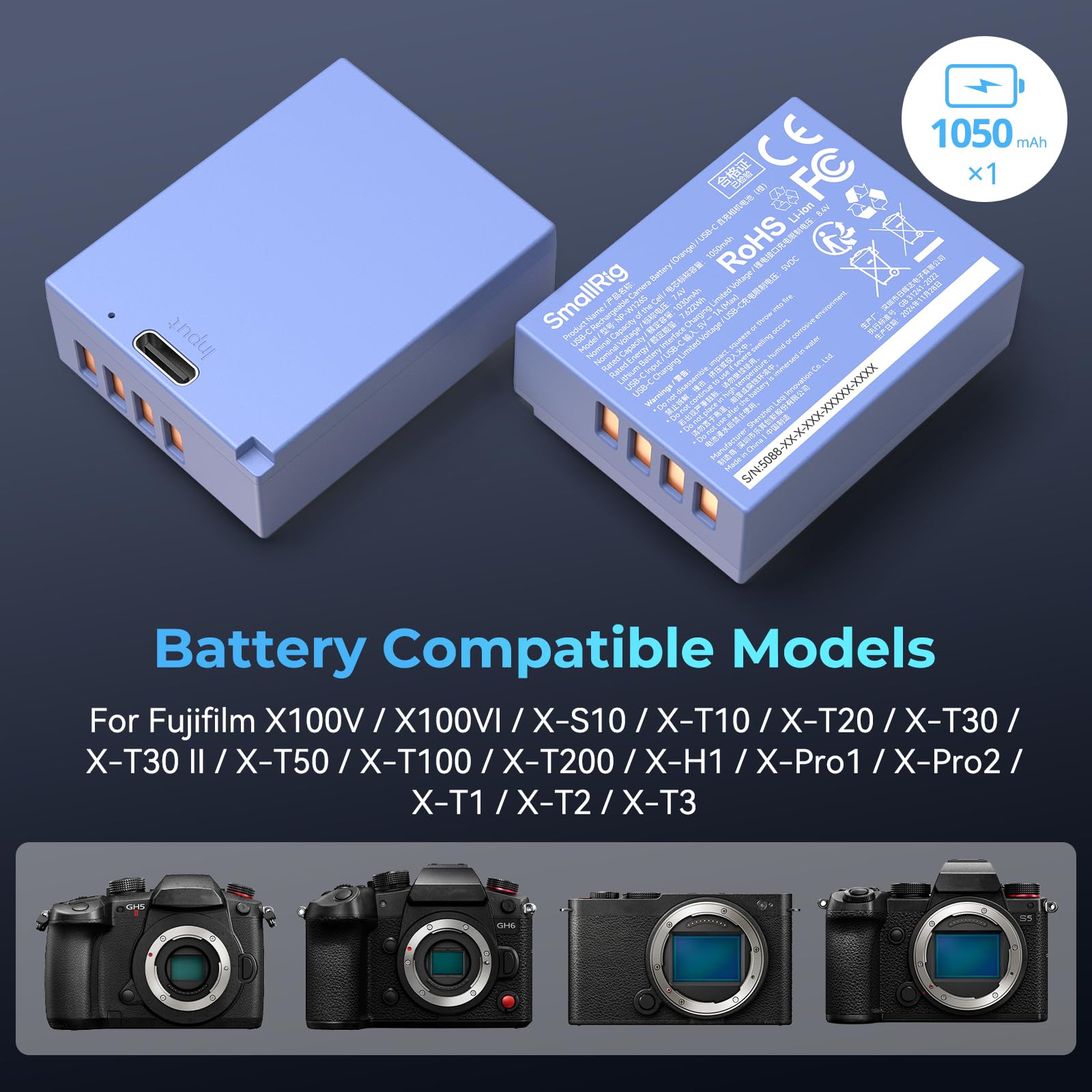 smallrig-5062-np-w126s-usb-c-kamera-akku-1050mah-f-r-fujifilm image 3
