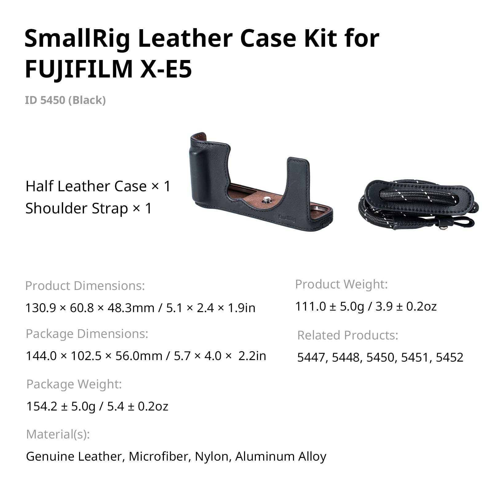 smallrig-5450-echtleder-taschenset-halbcase-schwarz-f-r-fujifilm-x-e5-mit-schult image 7
