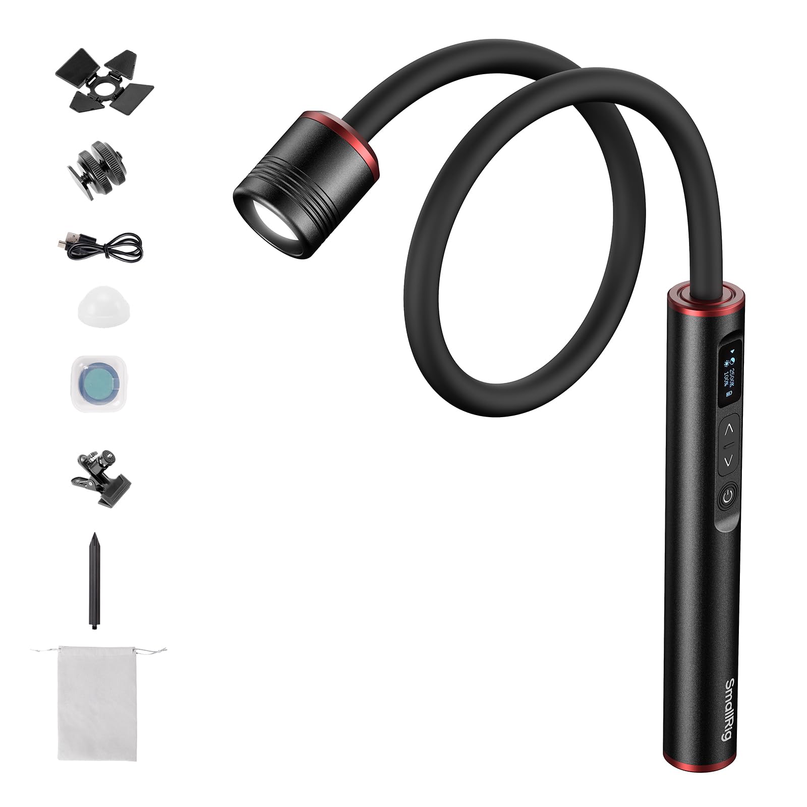 smallrig-rm01b-makro-led-licht-6225-1800k-7500k-mit-oled-und-schwanenhals image 1