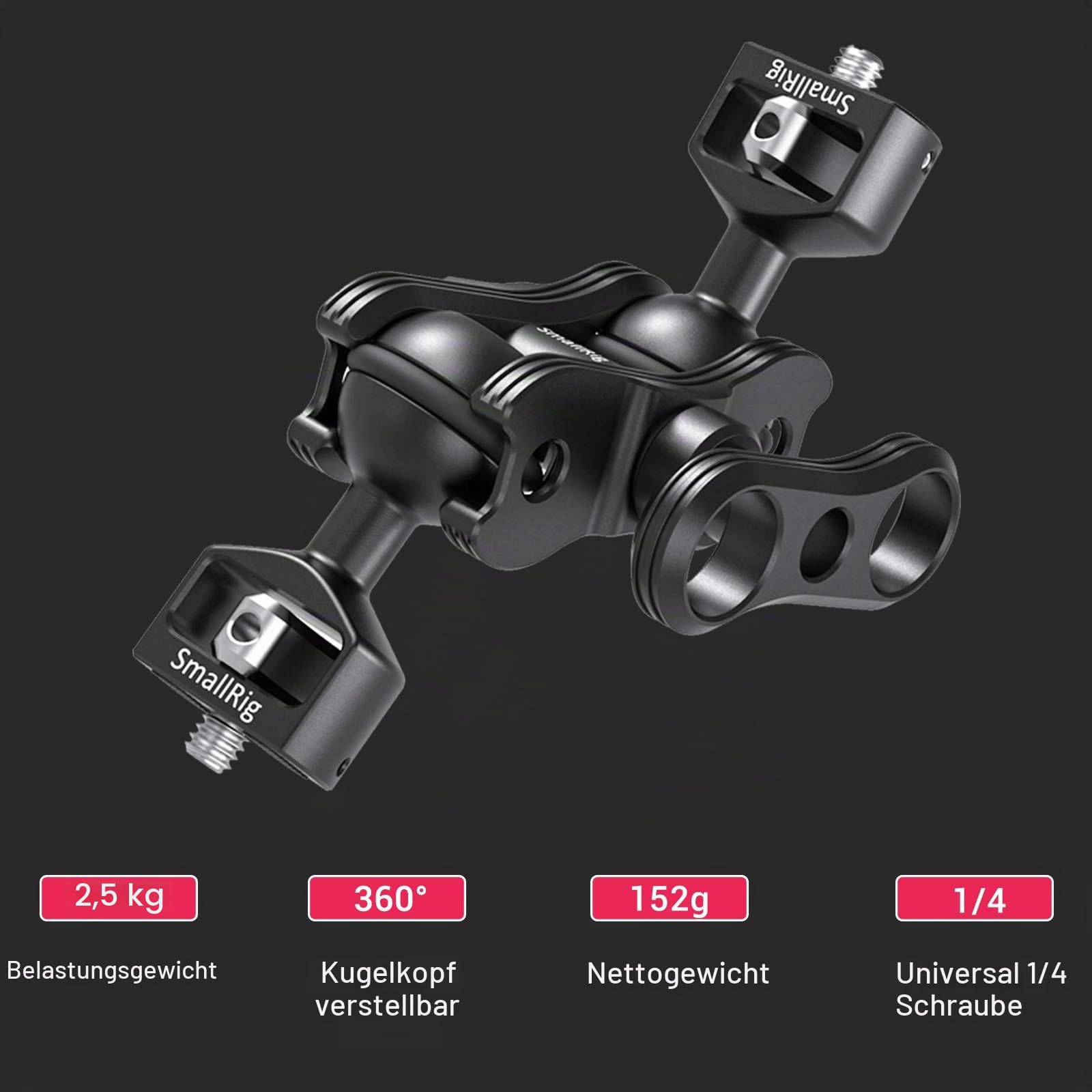 smallrig-2070b-gelenkarm-mit-doppel-kugelkopf-1-4-360-monitor-arm-bis-1-5-kg image 2