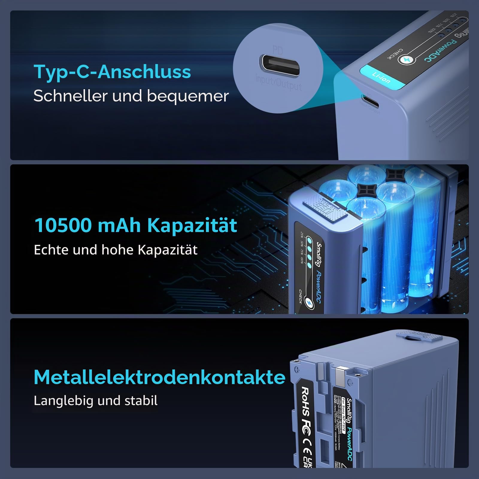 smallrig-np-f970-akku-4267-10500mah-kamera-akku-mit-usb-c-f-r-sony-np-f-serie image 5