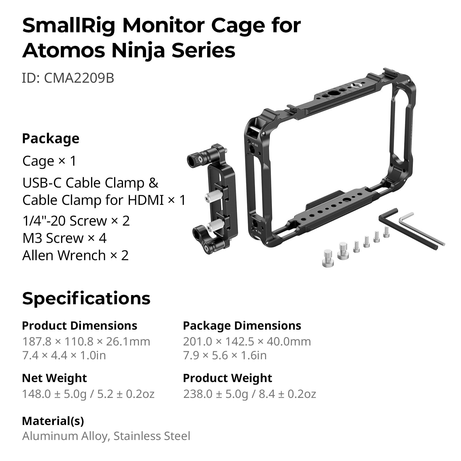 smallrig-2209-monitor-cage-f-r-atomos-ninja-v-mit-hdmi-klemme-und-ssd-sicherung image 7