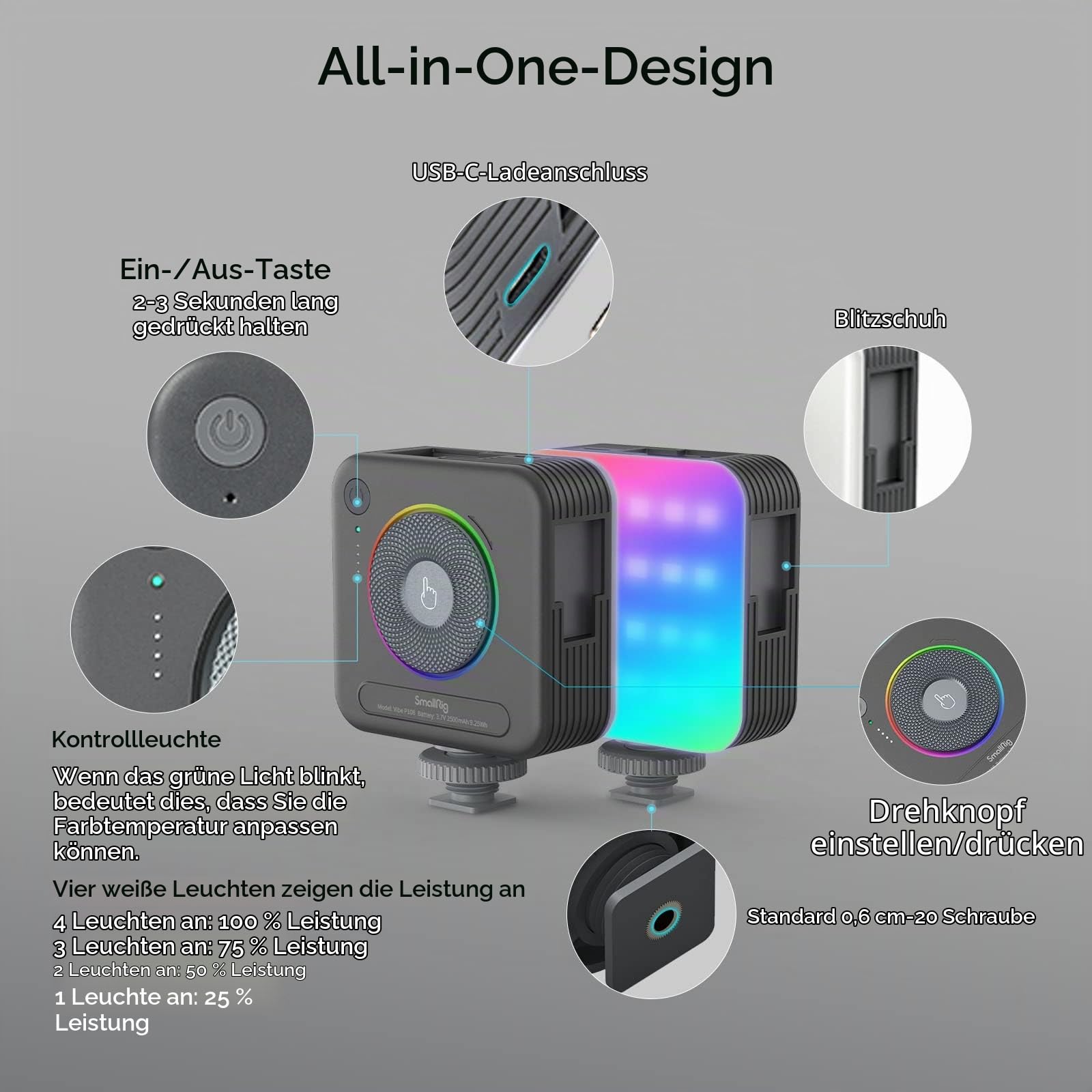 smallrig-vibe-p108-rgb-videoleuchte-2700k-6500k-mit-2500mah-akku image 2
