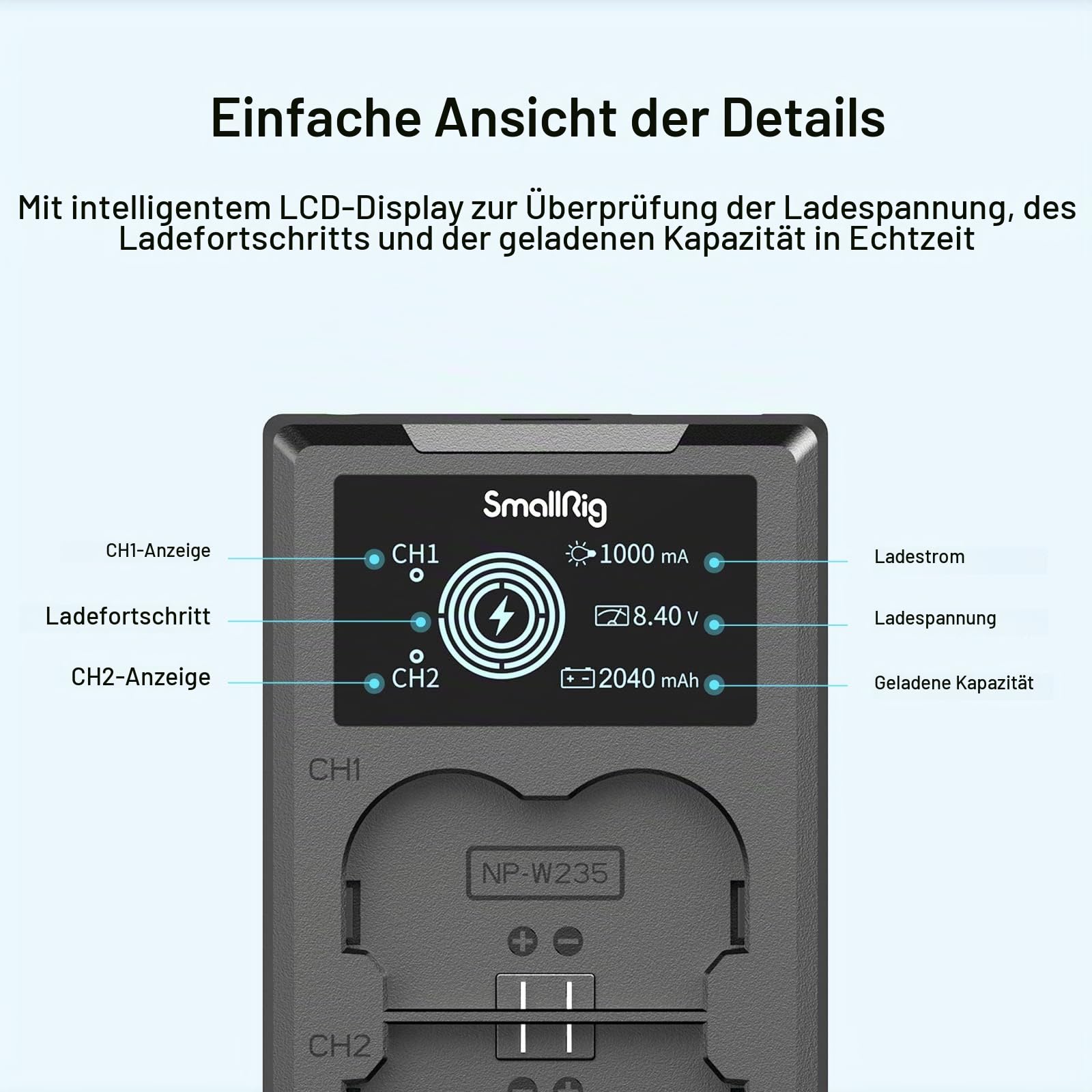 smallrig-3822-np-w235-akku-set-2x-2040mah-mit-lcd-dual-ladeger-t-f-r-fujifilm image 6