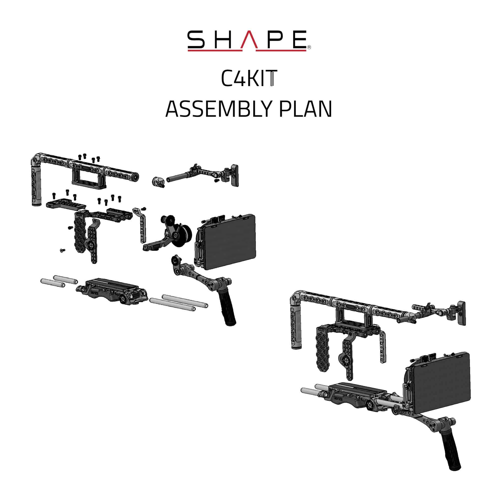 shape-canon-eos-c400-pro-shoulder-rig-kit-baseplate-cage-top-griff-vf-halter-4x5 image 2