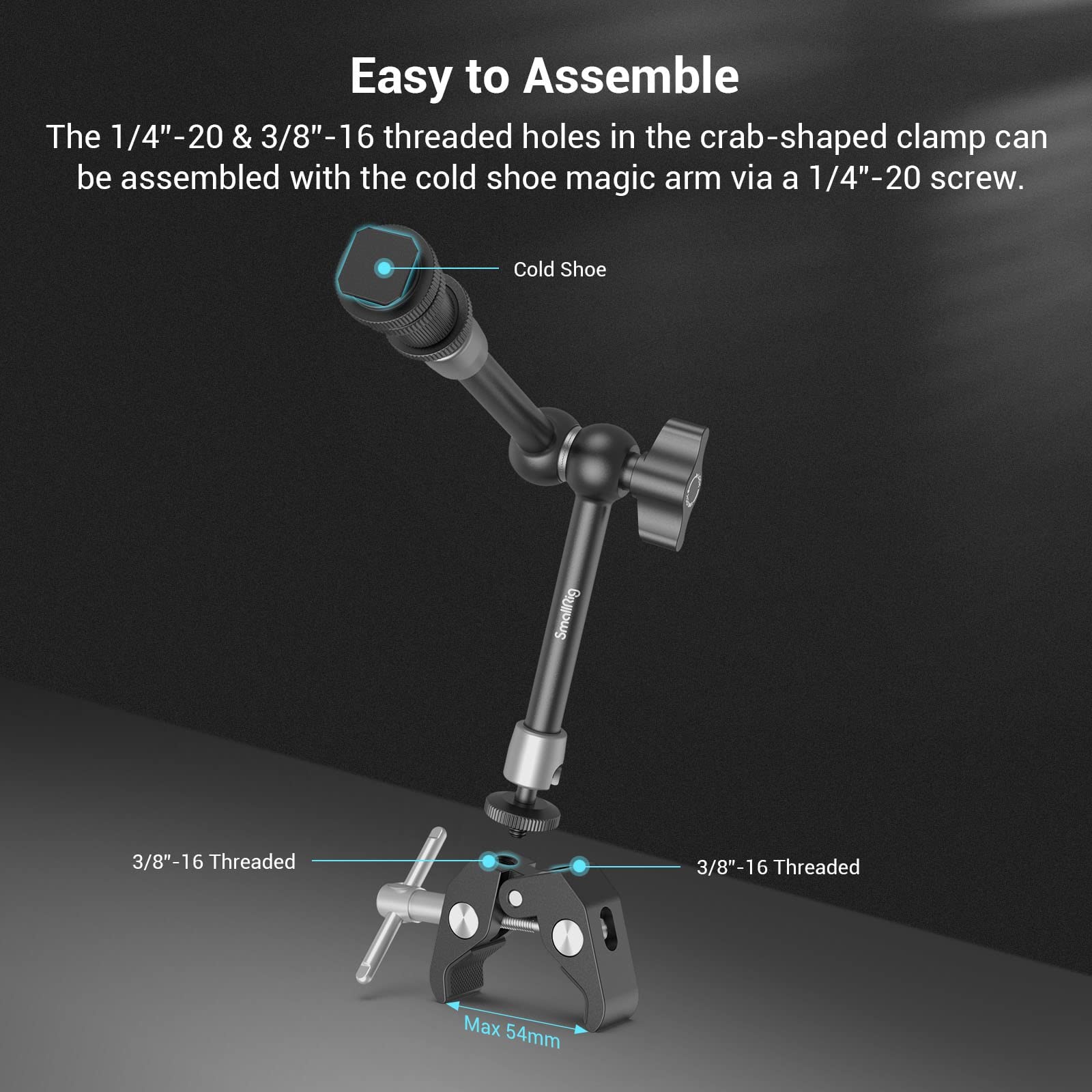 smallrig-3726-super-clamp-mit-11-gelenkarm-und-cold-shoe-mount-kit image 2