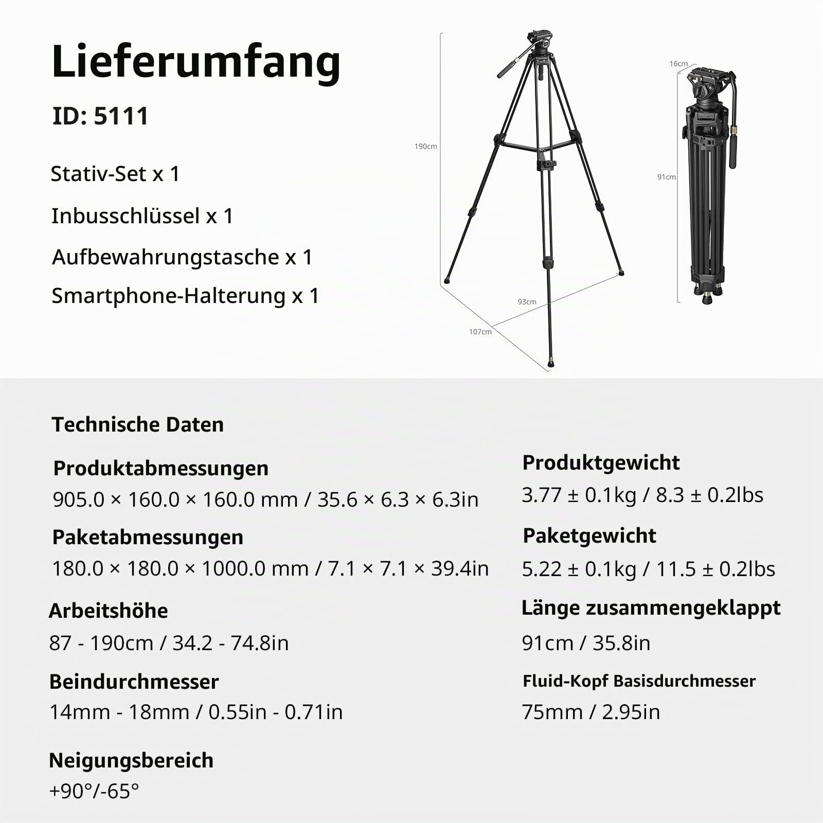 smallrig-ad-80s-5111-kohlefaser-videostativ-191cm-mit-fluidkopf image 2