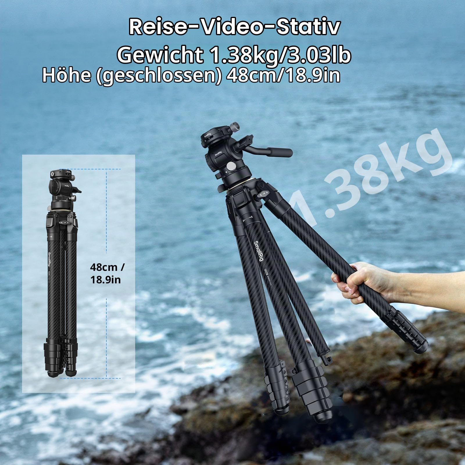 smallrig-5028-freeblazer-carbon-reisestativ-set-158-cm-mit-video-neiger-und-einb image 2
