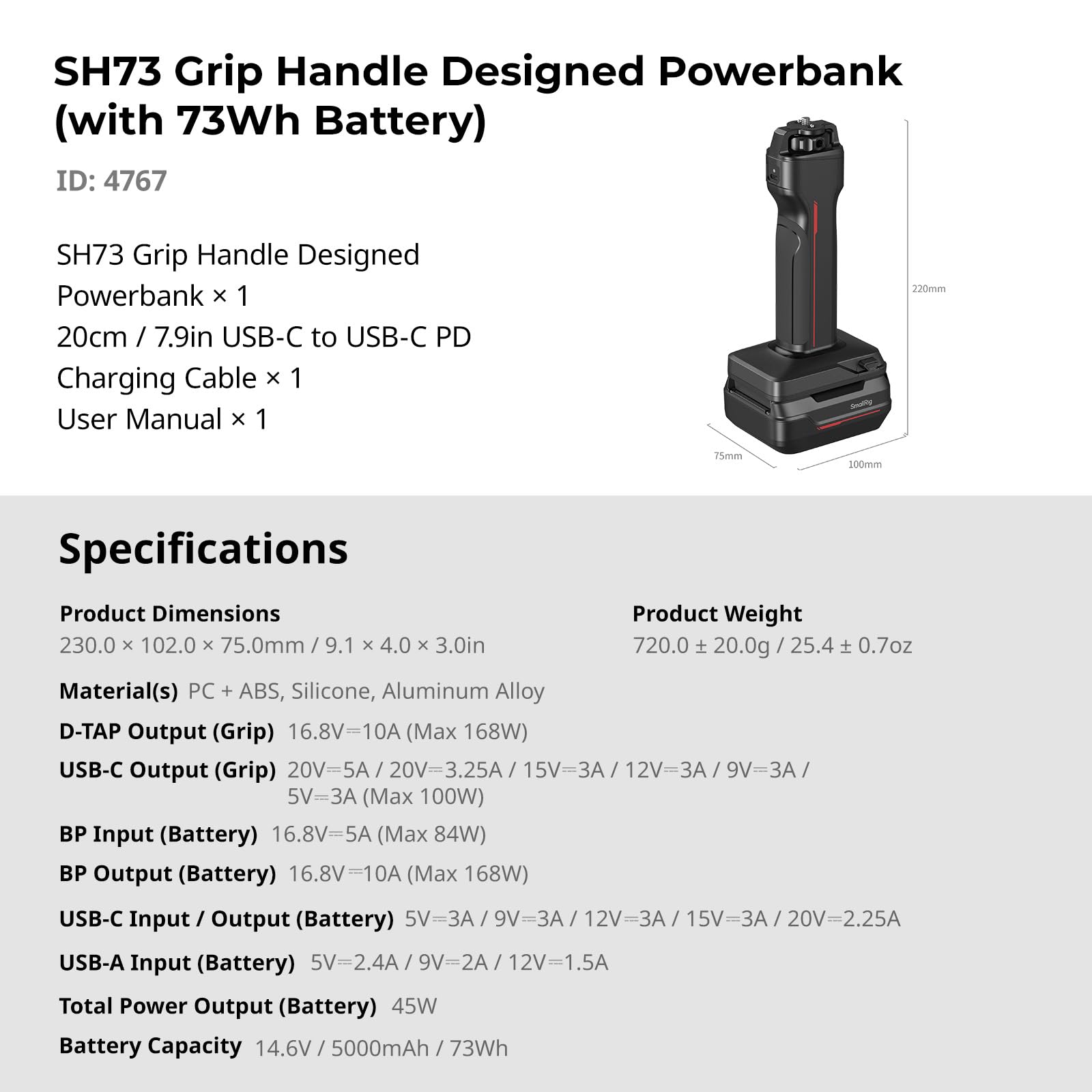 smallrig-sh73-4767-grip-handle-powerbank-73wh-100w-usb-c-pd-f-r-rc60-rc100 image 8