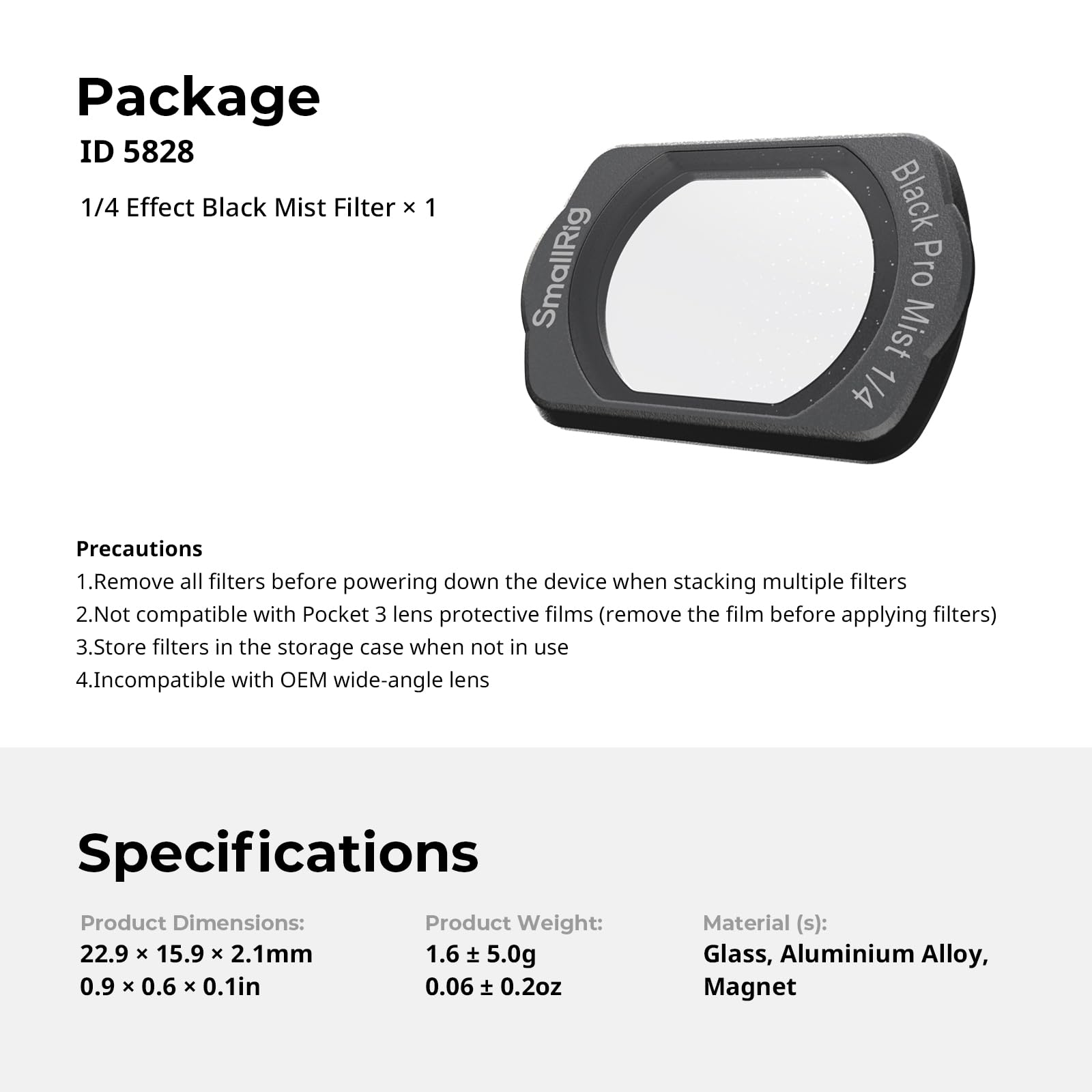 smallrig-magnetischer-black-diffusion-filter-1-4-f-r-dji-osmo-pocket-3-4-5828 image 6