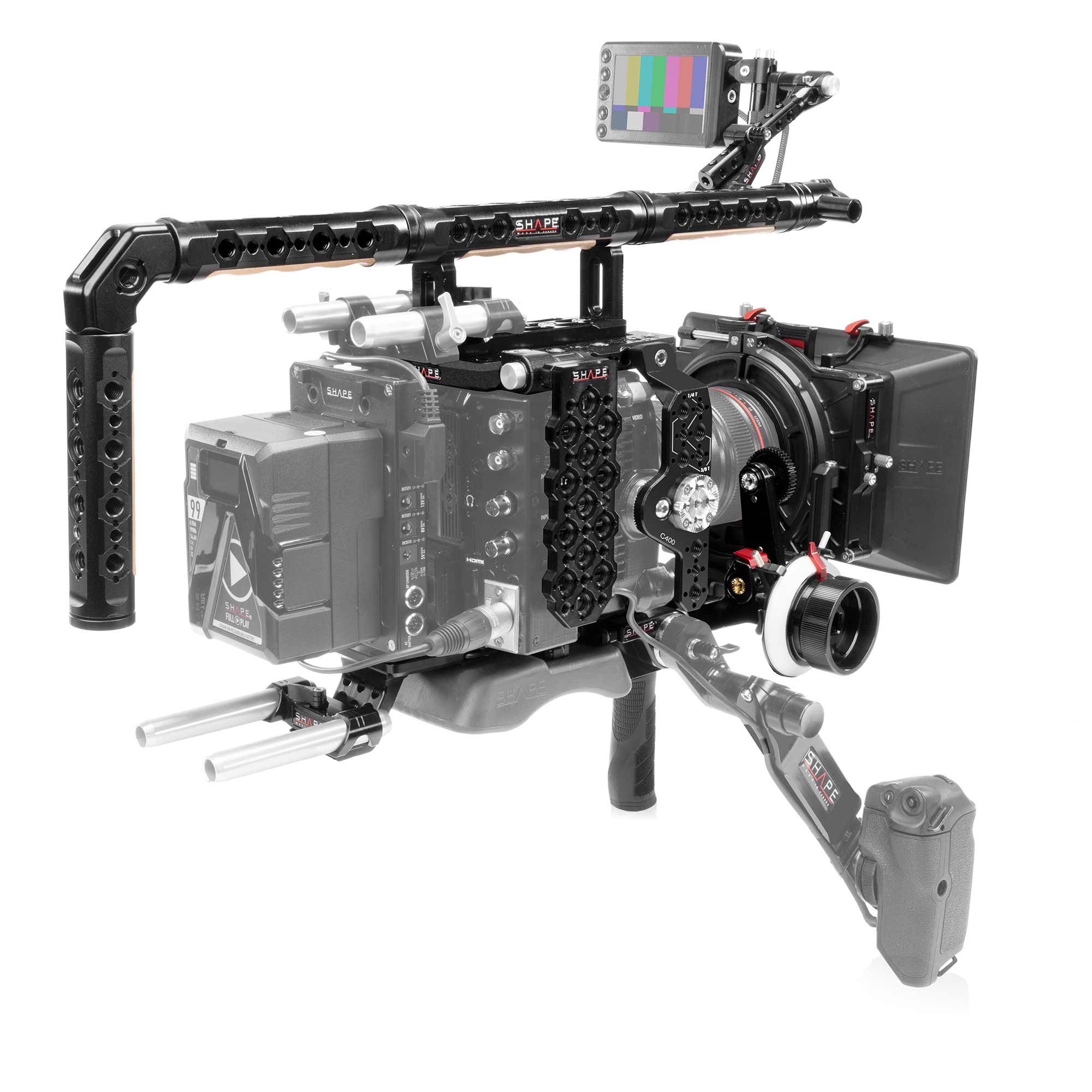 shape-canon-eos-c400-pro-shoulder-rig-kit-baseplate-cage-top-griff-vf-halter-4x5 image 1