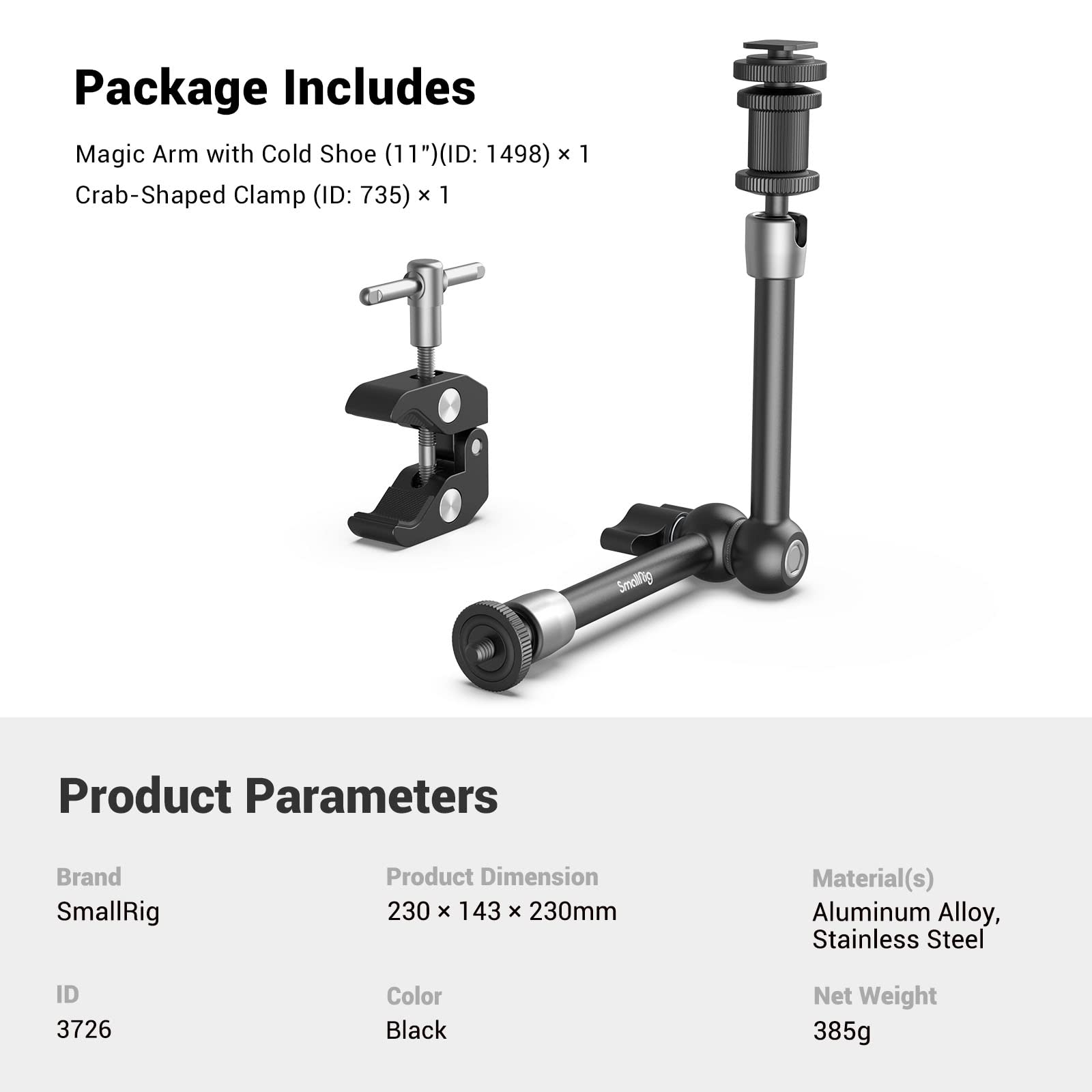 smallrig-3726-super-clamp-mit-11-gelenkarm-und-cold-shoe-mount-kit image 6