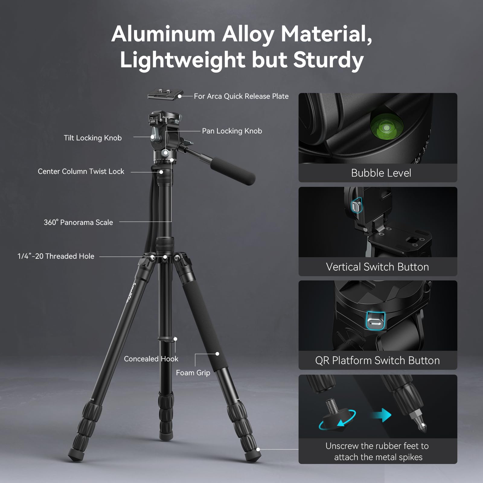 smallrig-freeblazer-ct195-4307-video-tripod-185-cm-2-in-1-stativ-einbeinstativ-5 image 7