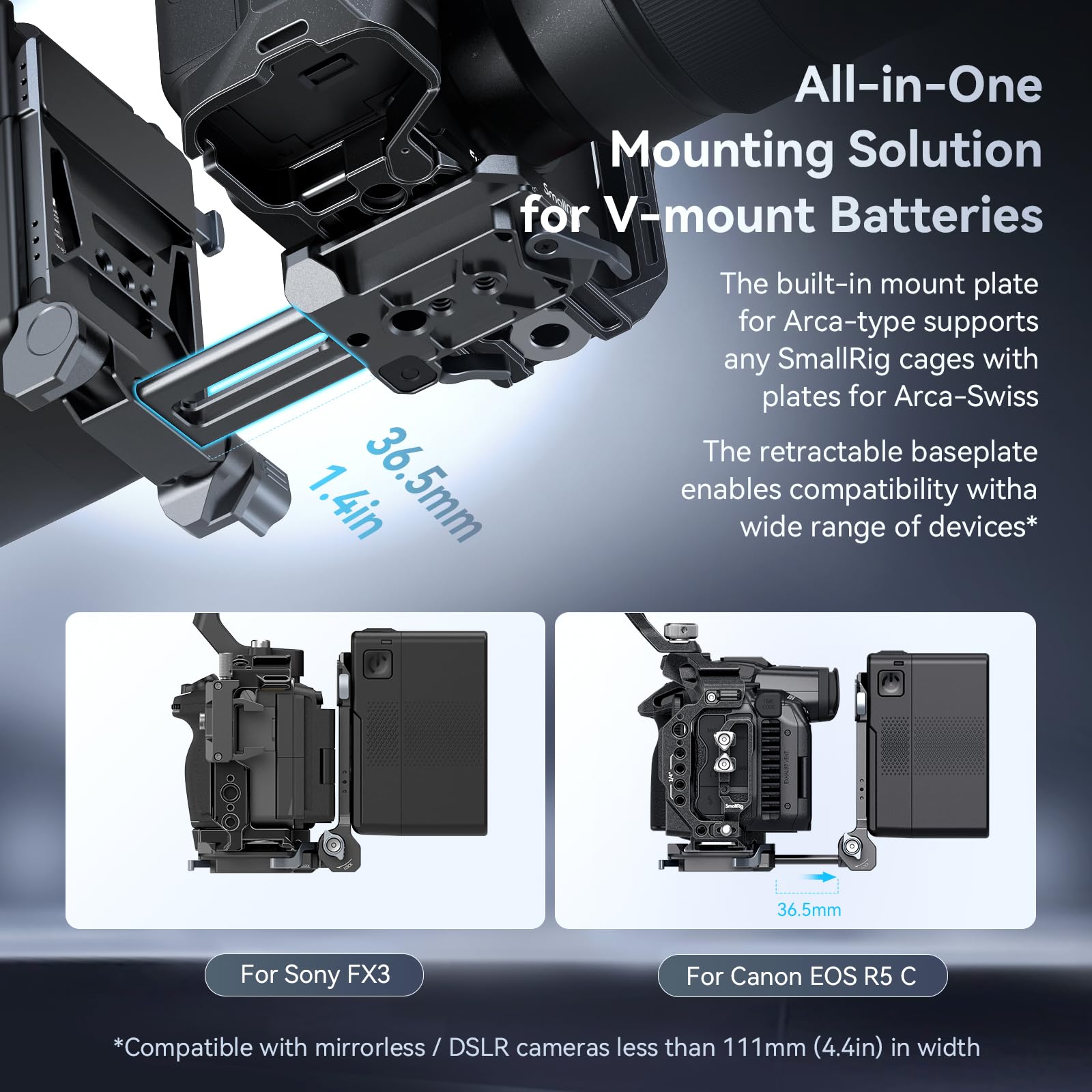 smallrig-4505b-v-mount-akkuplatte-l-form-faltbar-mit-arca-klemme image 3