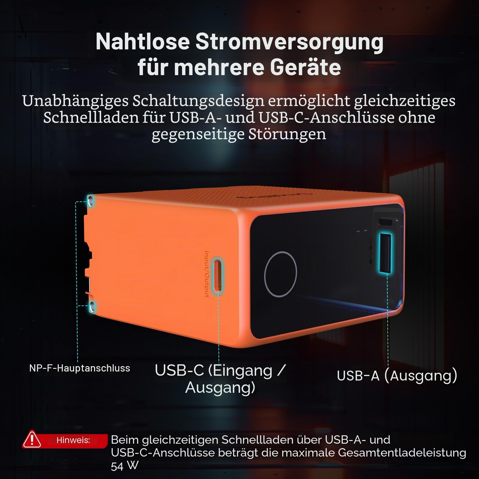 smallrig-np-f970-akku-4576-10500mah-mit-pd-36w-usb-c-und-oled-display-orange image 7